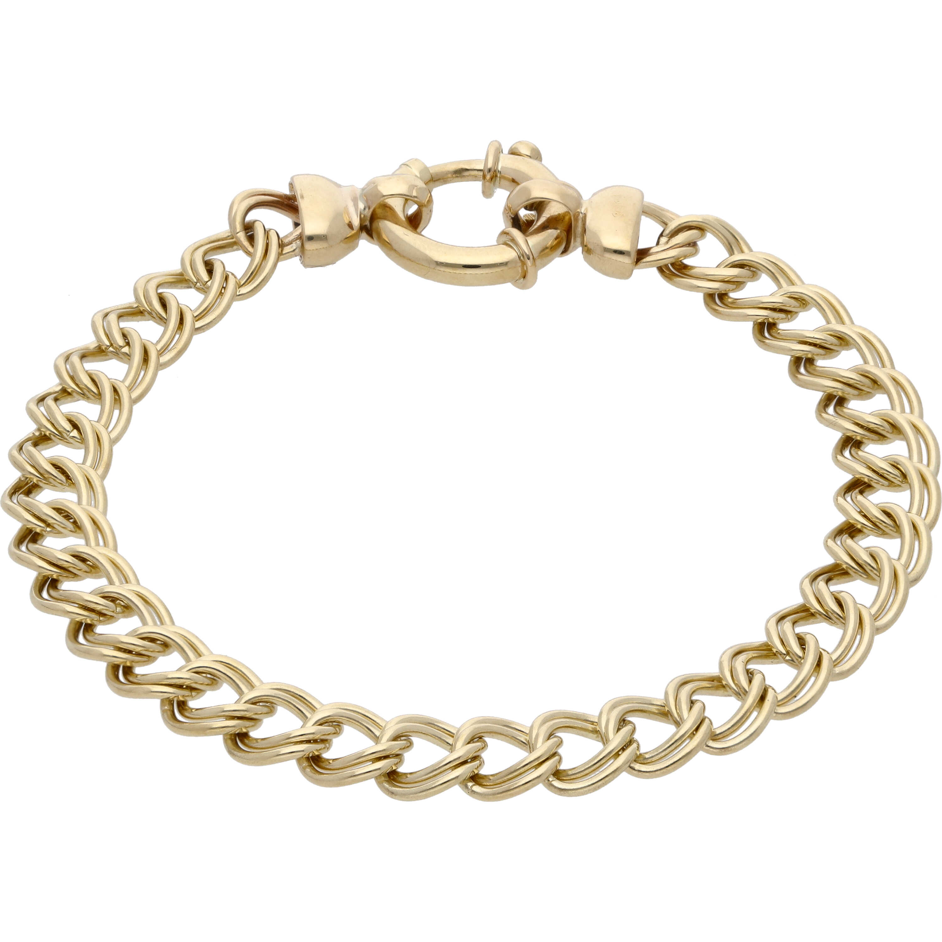 9ct Yellow Gold 8 Inch Double Curb Bracelet Oversized Clasp