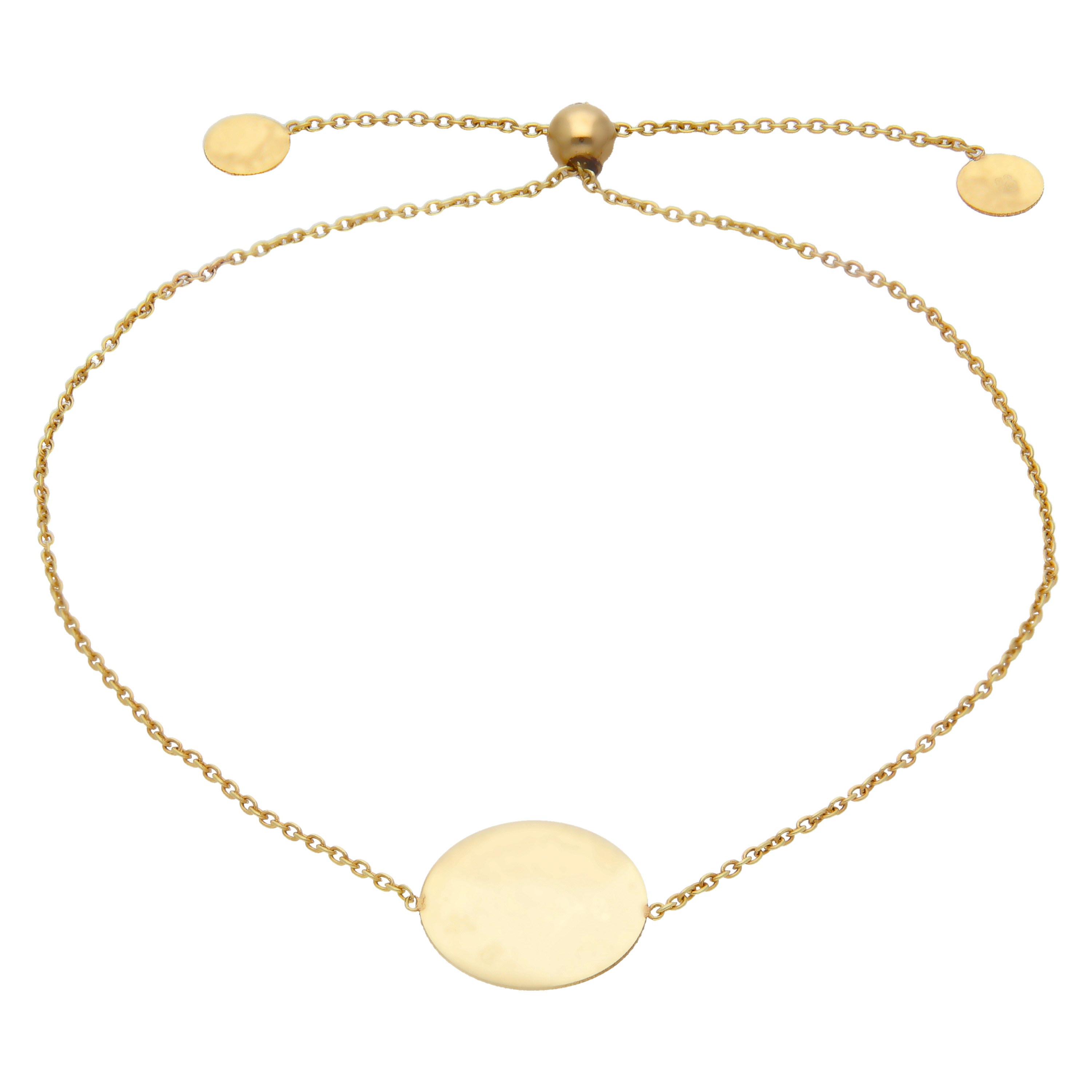 New 9ct Yellow Gold Disc Slider Toggle Bracelet