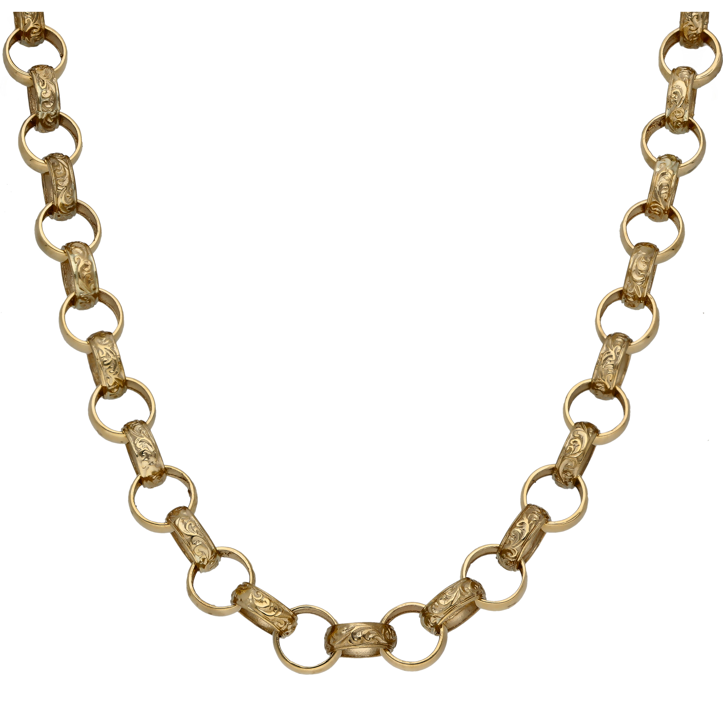 New 9ct Gold 26" Patterned & Polish Belcher Chain 73g