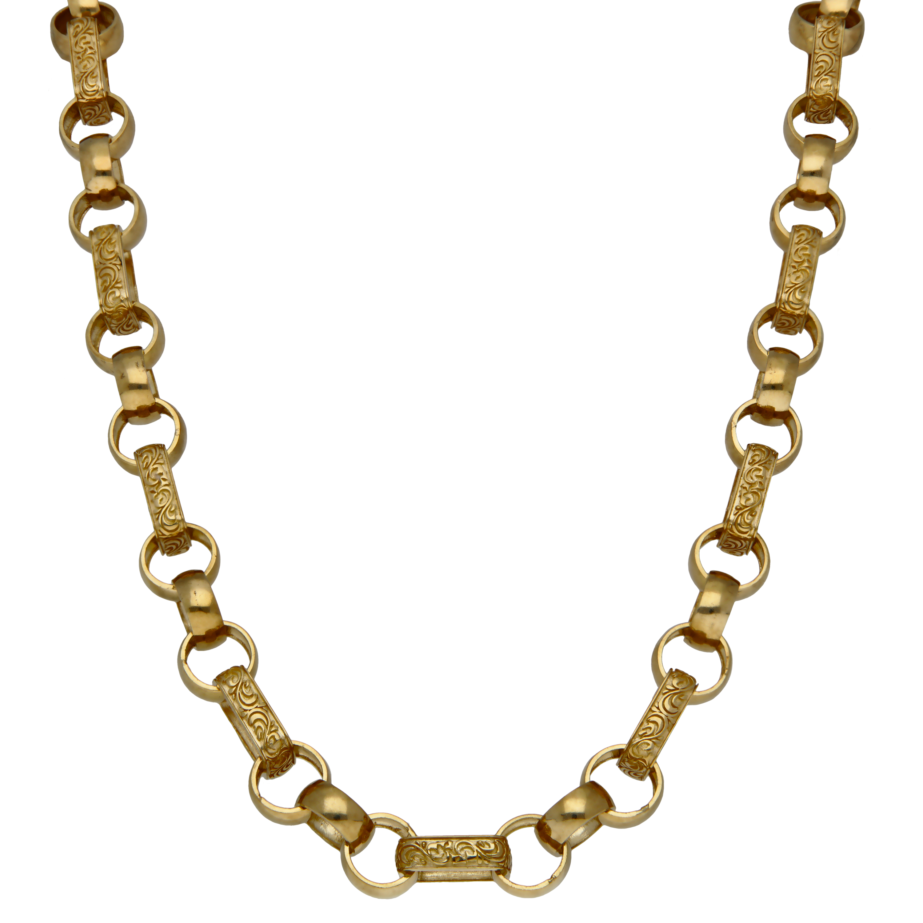 New 9ct Gold 24" Pattern & Plain Figaro Belcher Link Chain 87g