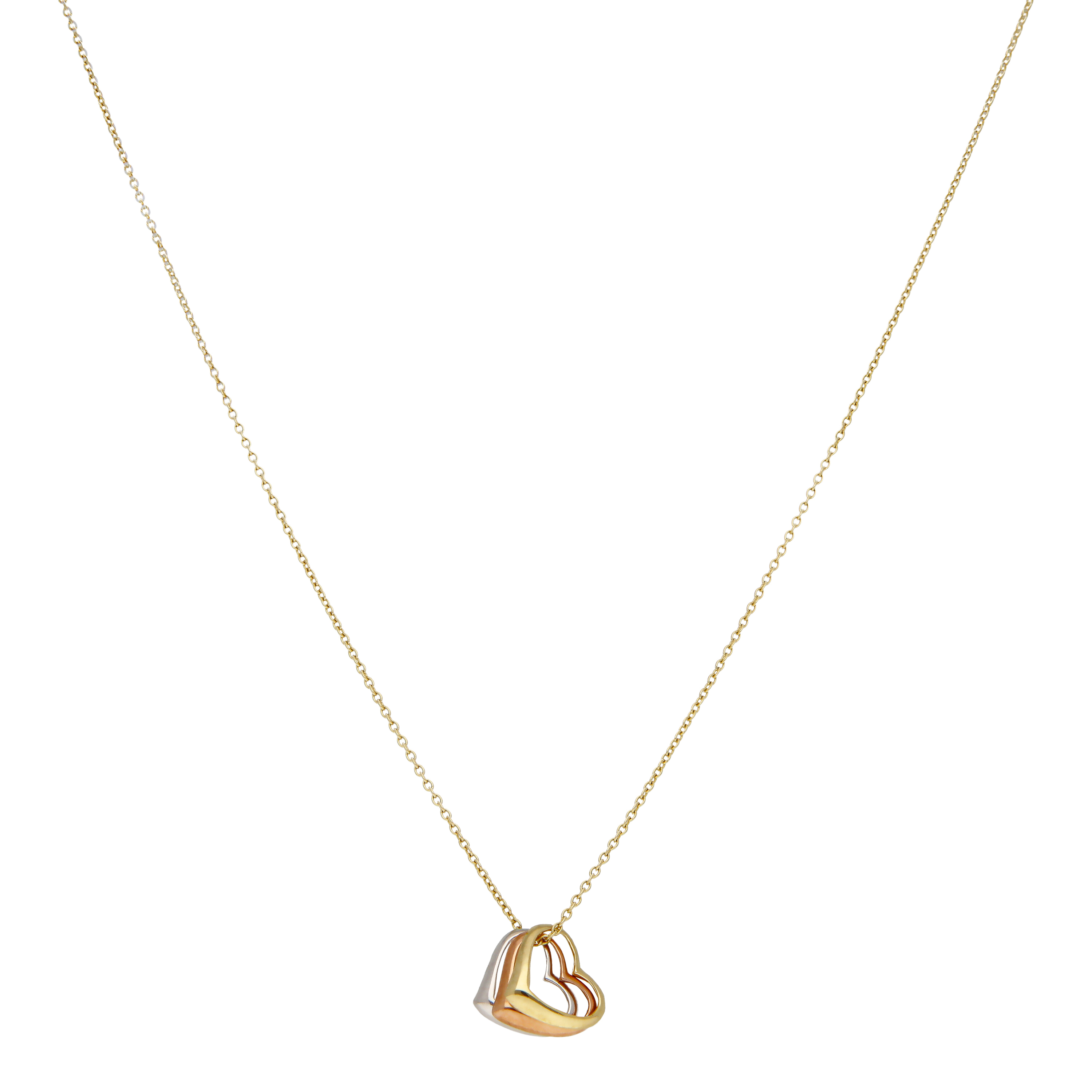 New 9ct Yellow Rose & White Gold Triple Hearts Necklace