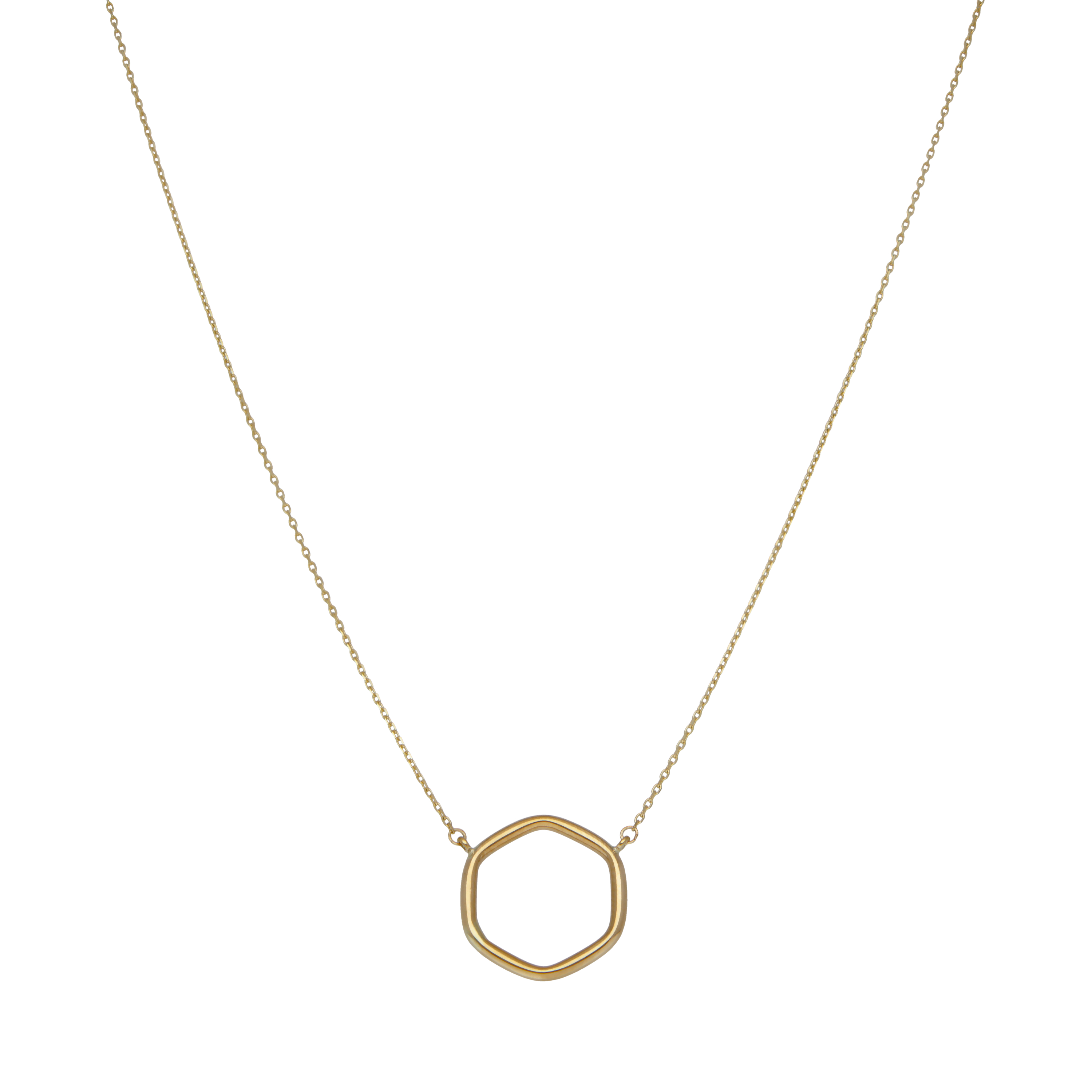 New 9ct Yellow Gold 16" Open Hexagon Necklace