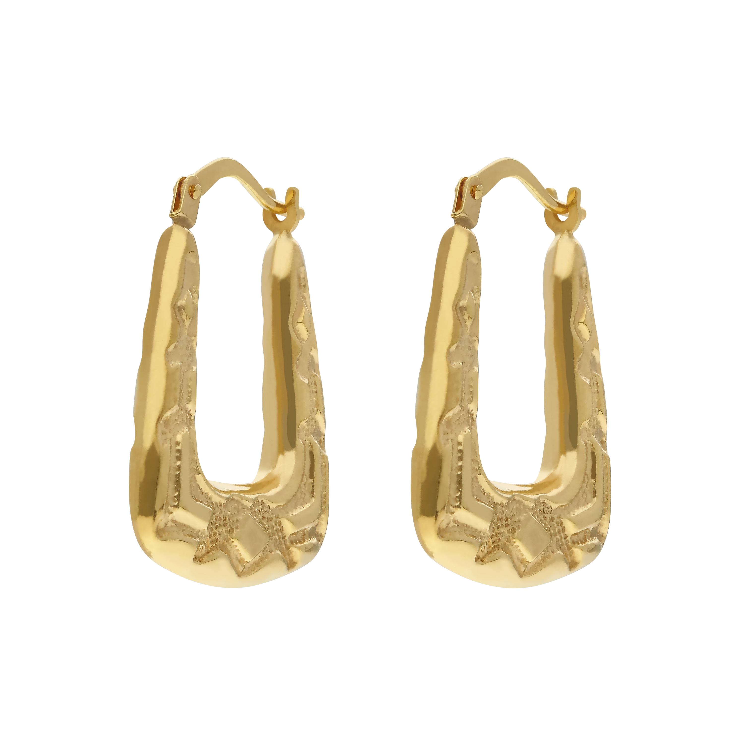 New 9ct Yellow Gold Patterned Handbag Creole Earrings