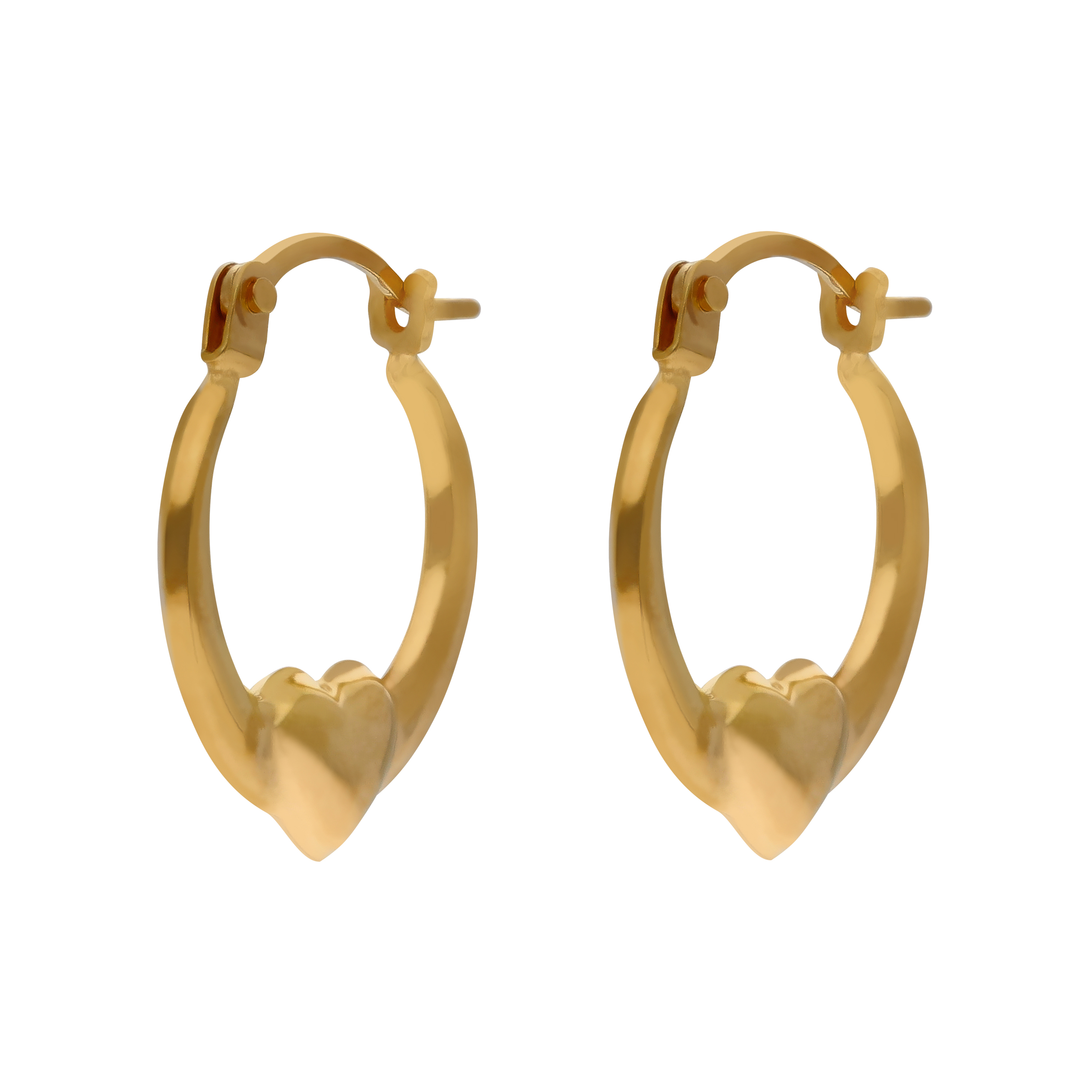 New 9ct Yellow Gold Heart Centre Creole Earrings