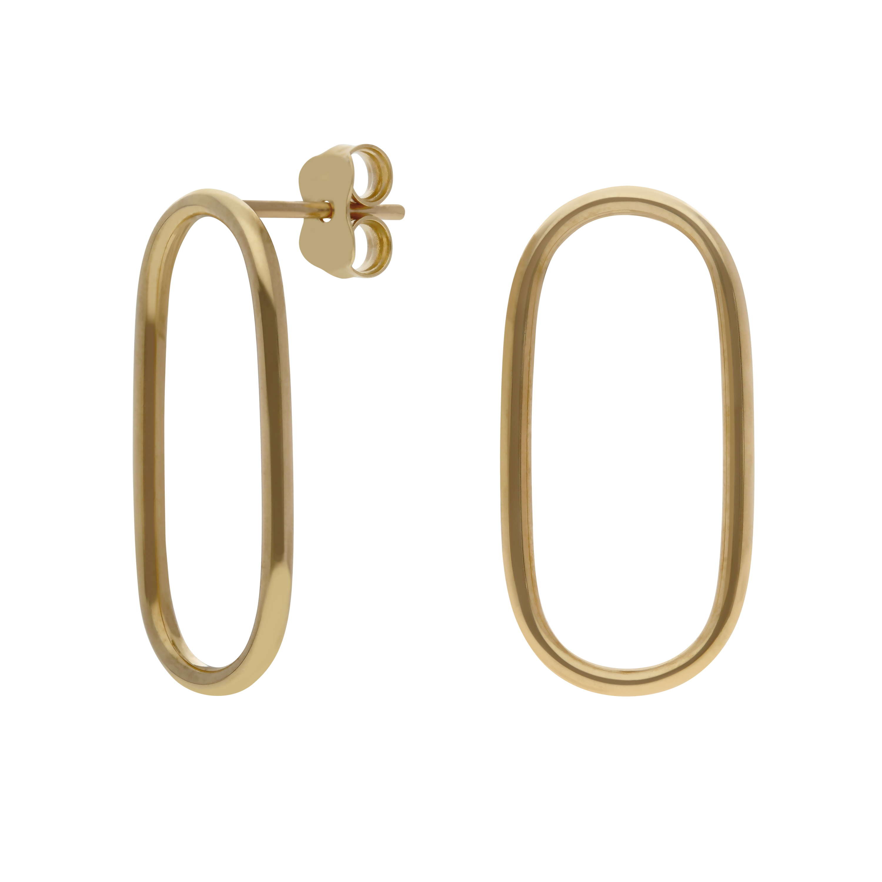 New 9ct Yellow Gold Large Open Oval Stud Earrings