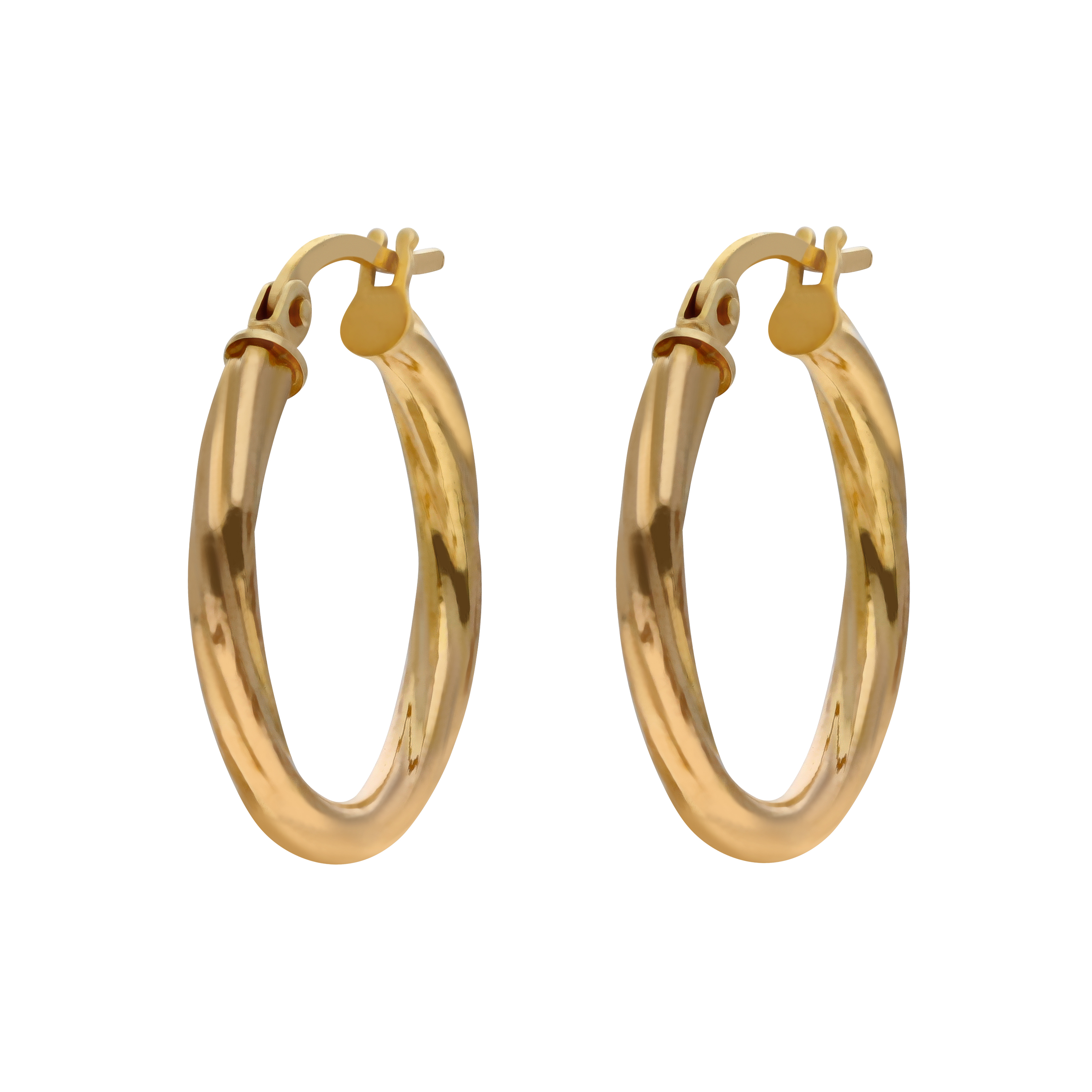 New 9ct Yellow Gold Twist Hoop Creole Earrings