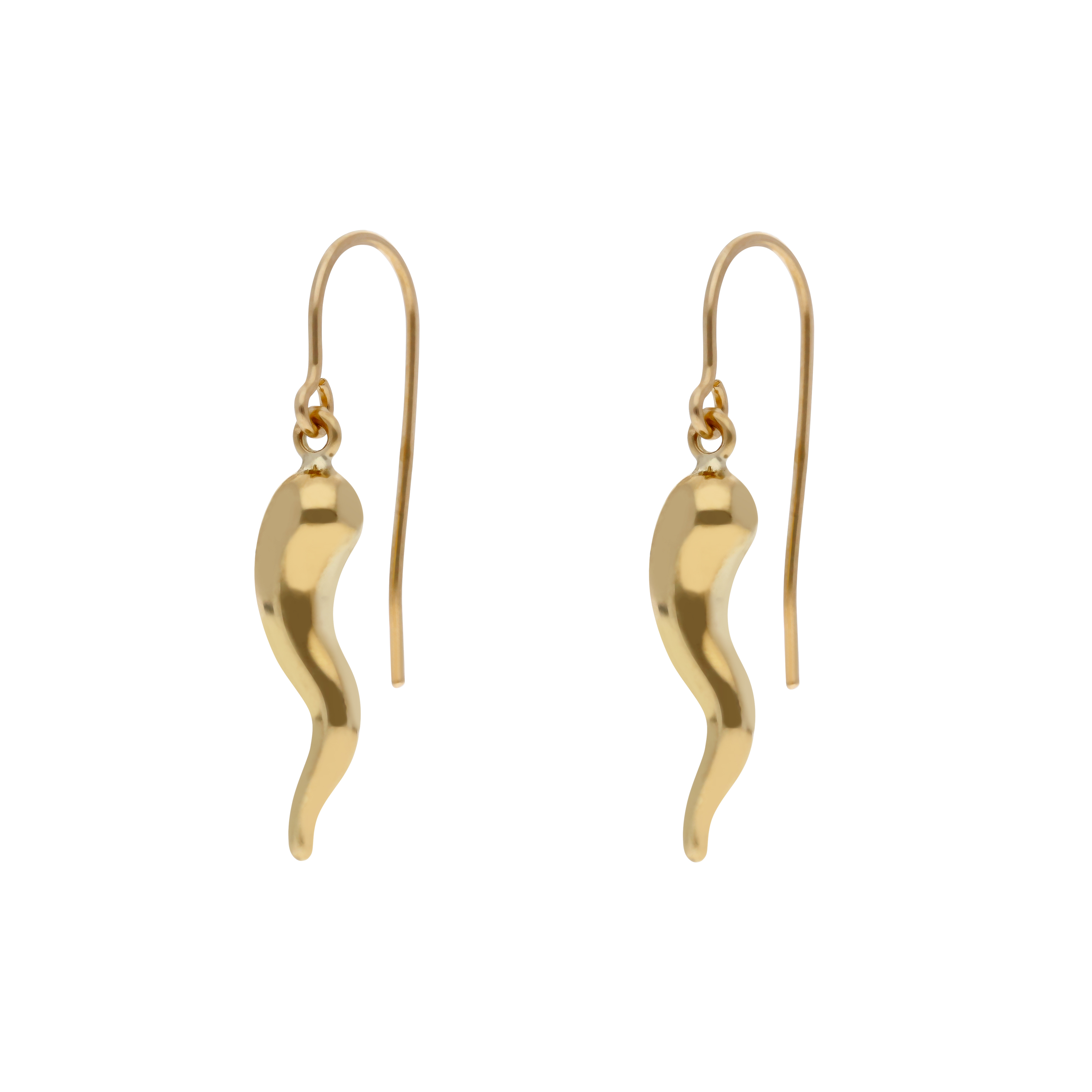 New 9ct Yellow Gold Hollow Horn Of Life Drop Earrings