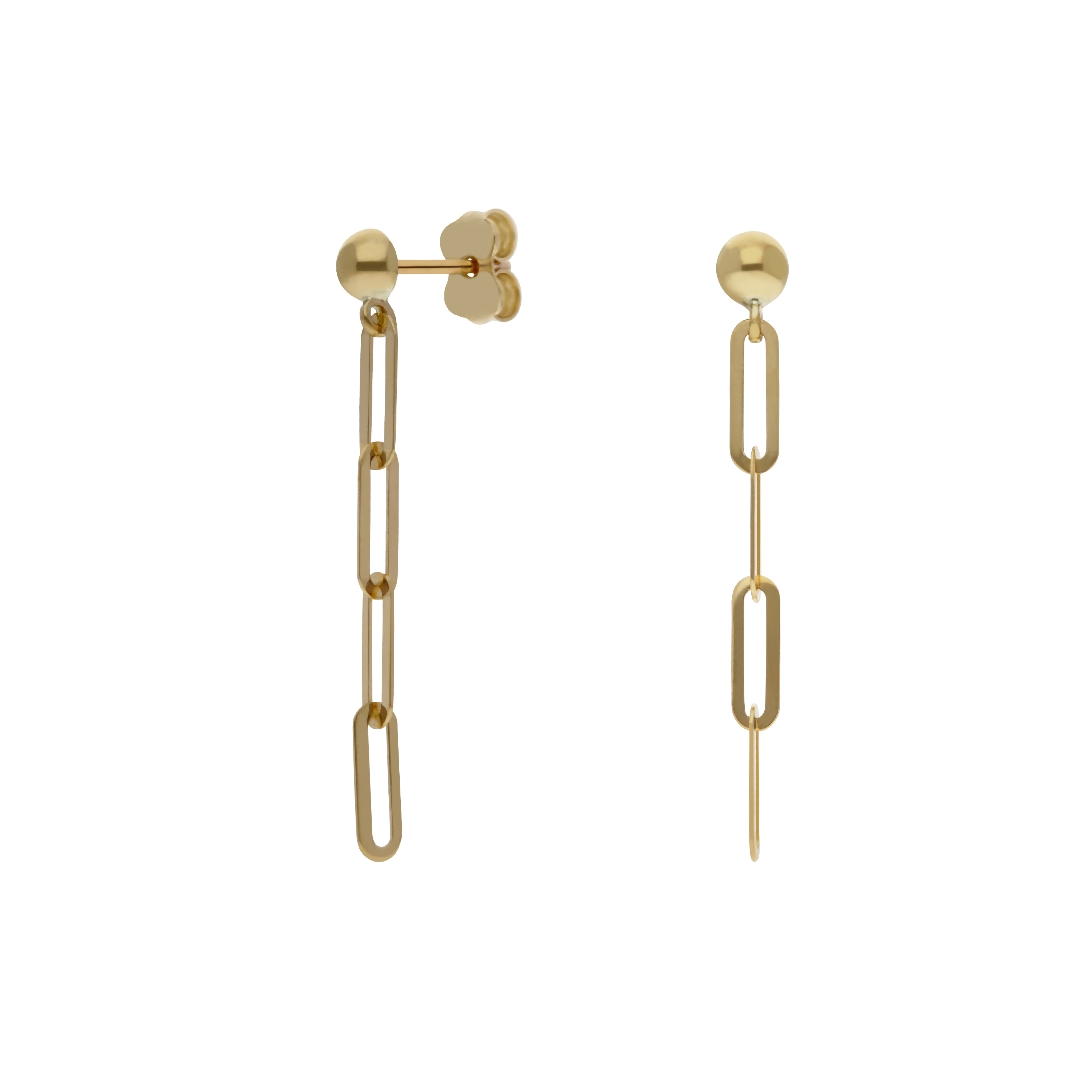 New 9ct Yellow Gold Paper Link Chain Drop Earrings