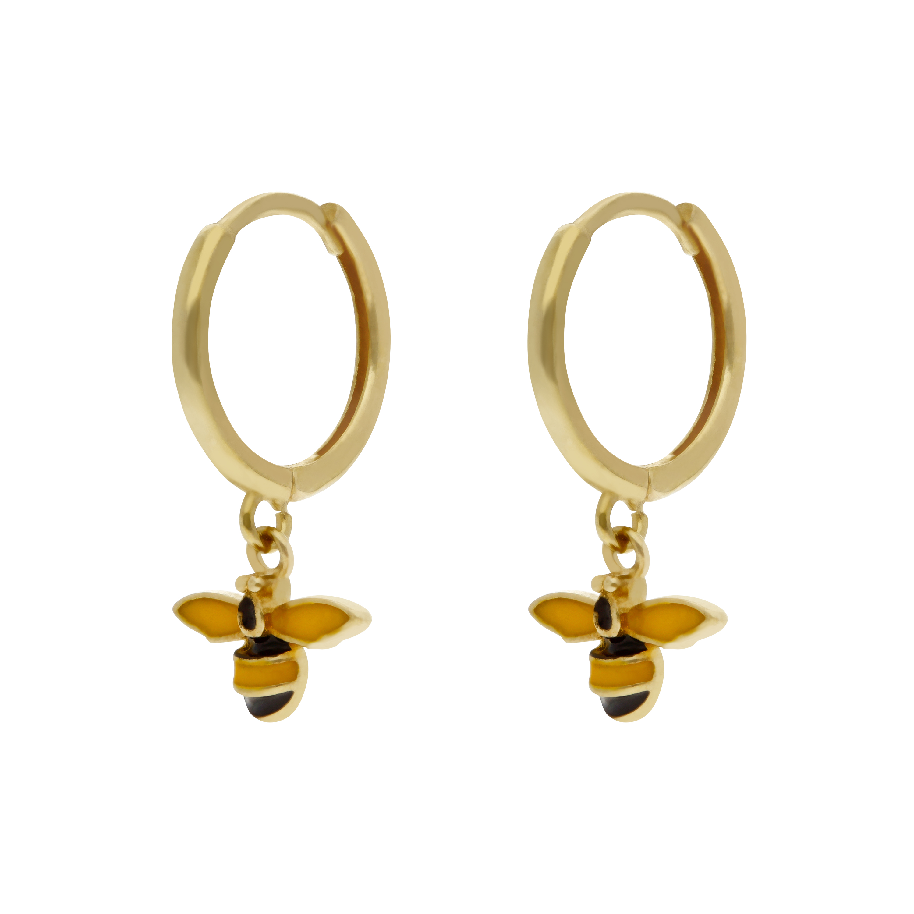 New 9ct Gold Manchester Bee Charm Drop Huggie Hoop Earrings