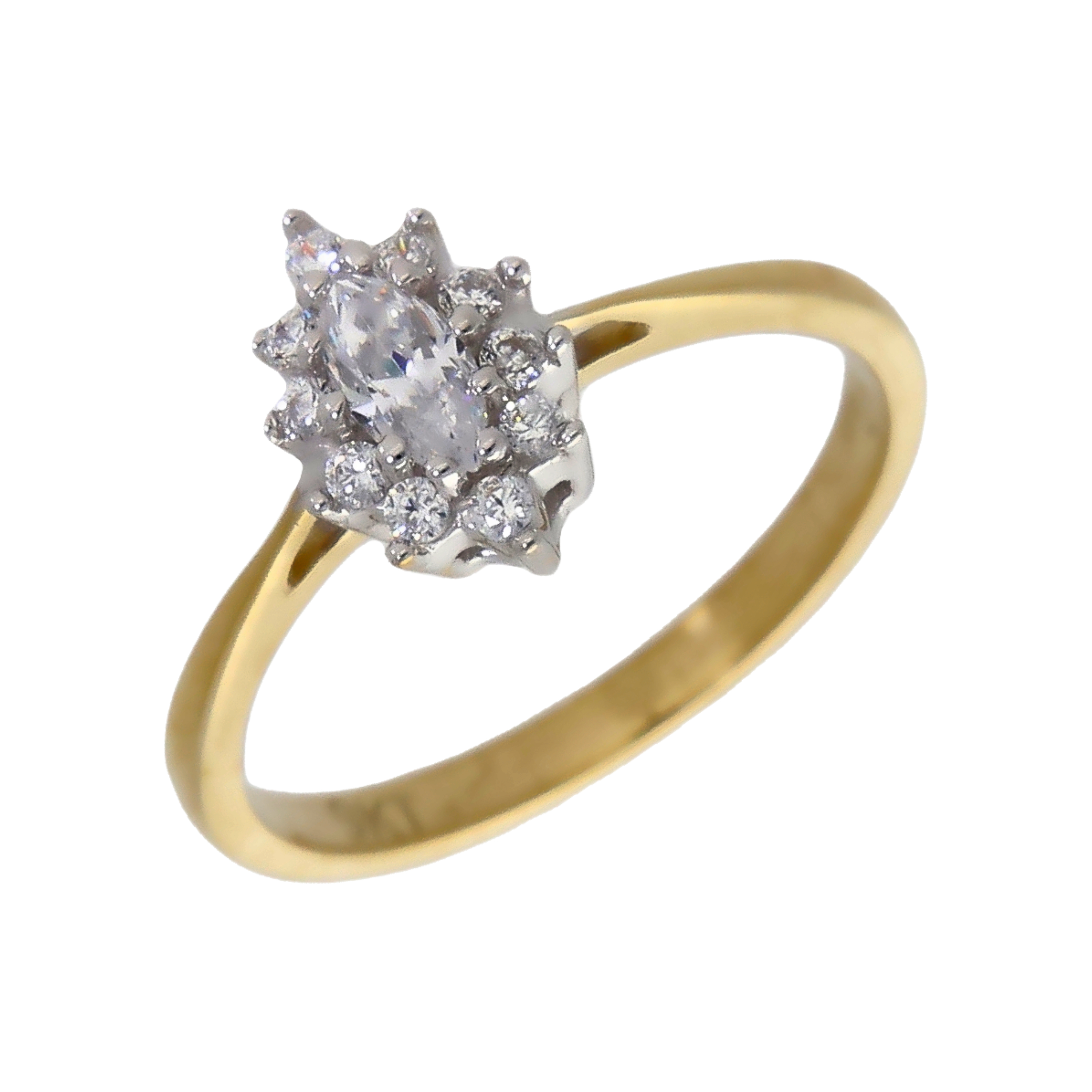 New 9ct Yellow Gold Cubic Zirconia Marquise Cluster Ring