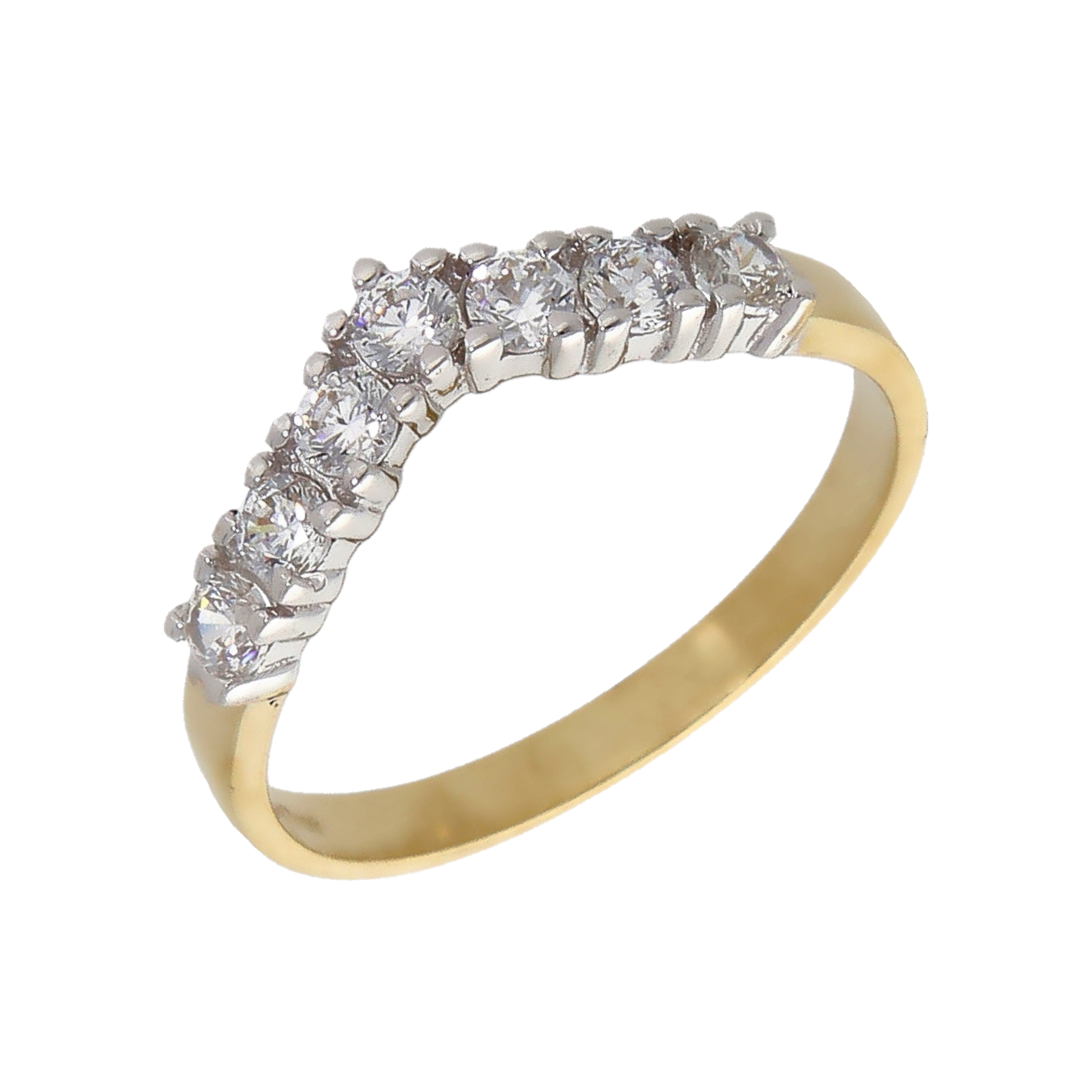 New 9ct Yellow Gold Cubic Zirconia Half Wishbone Ring