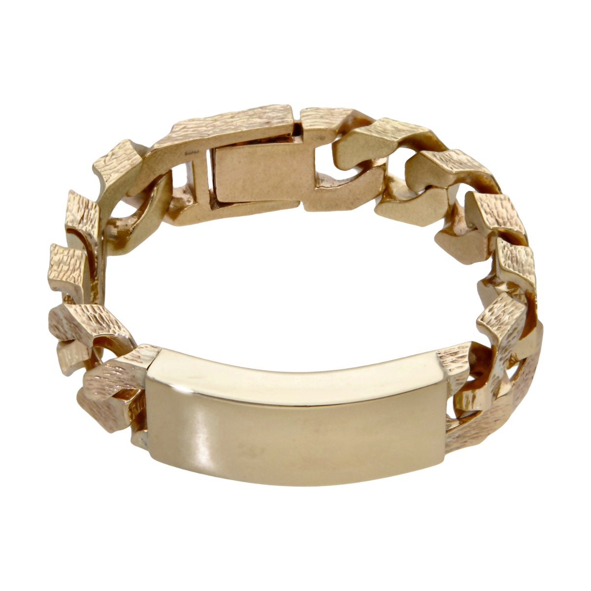 Pre-Owned 9ct Gold 9" Barked Curb ID Bracelet