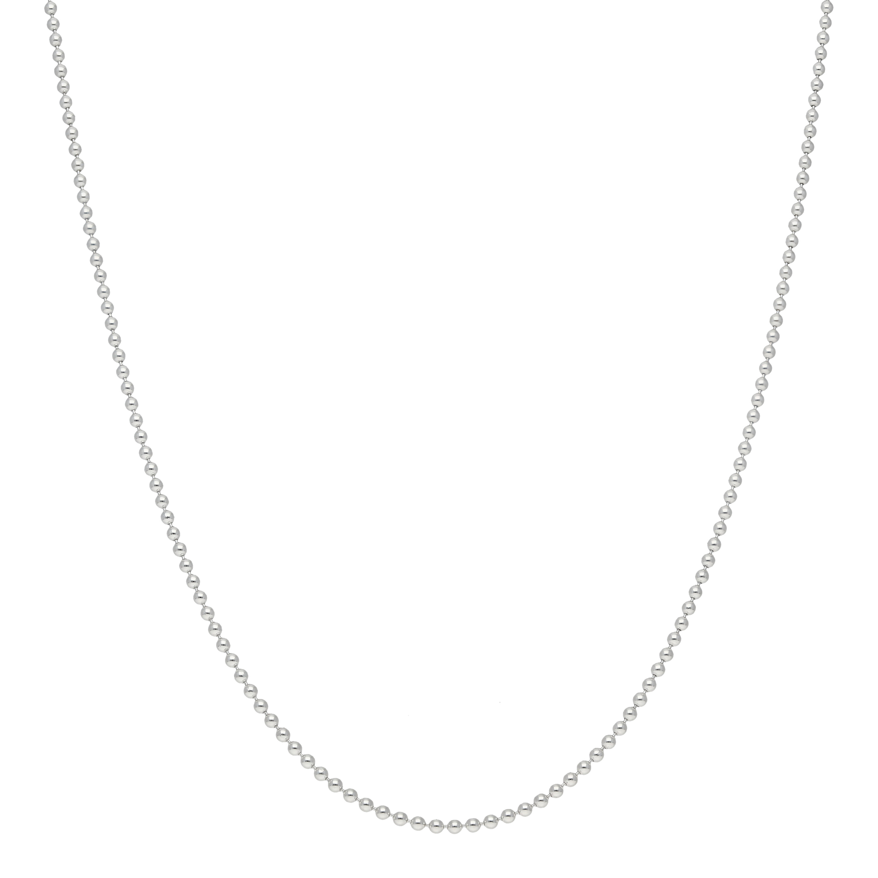New Sterling Silver 20" Round Bead Link Chain Necklace
