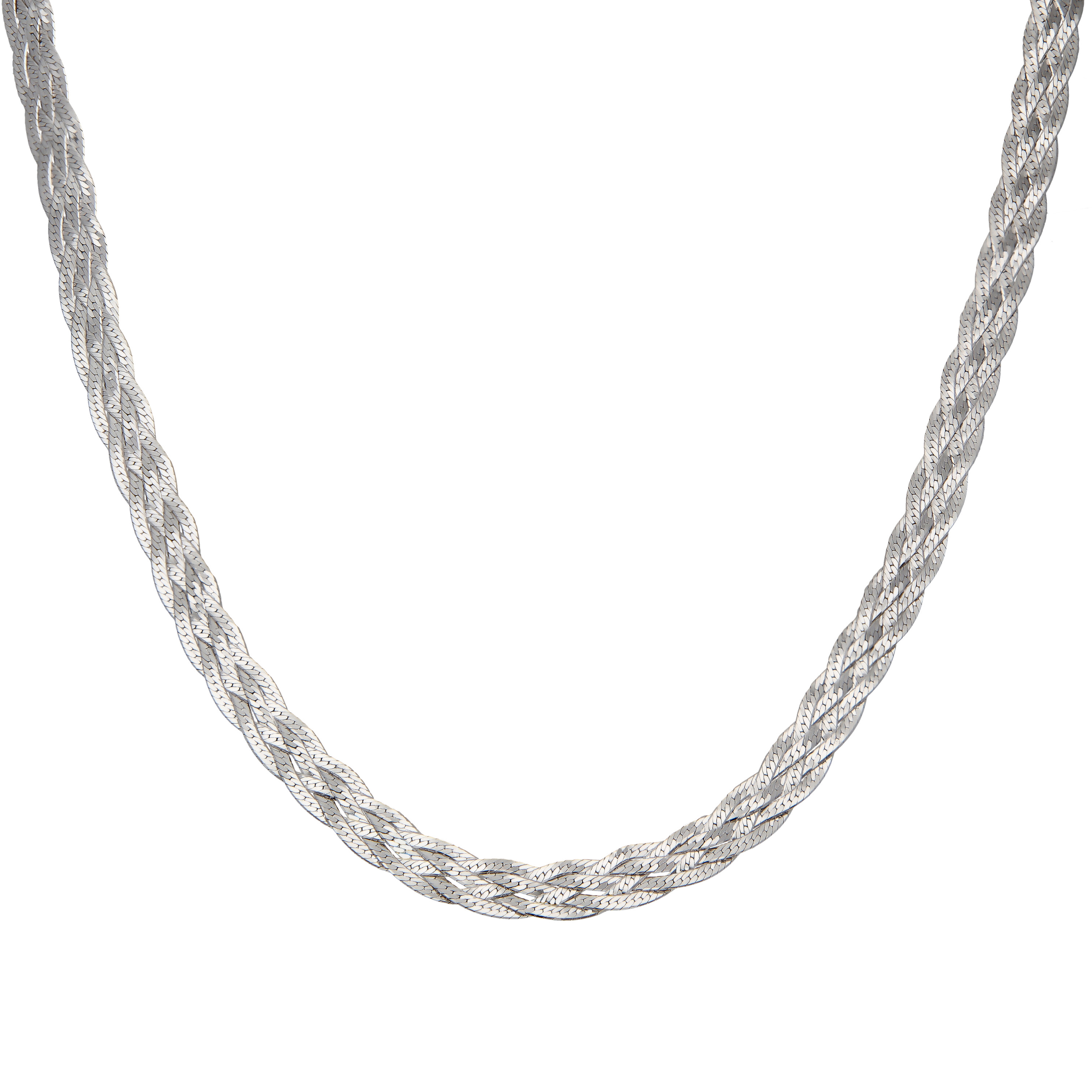 New Sterling Silver 18" Woven Herringbone Necklace