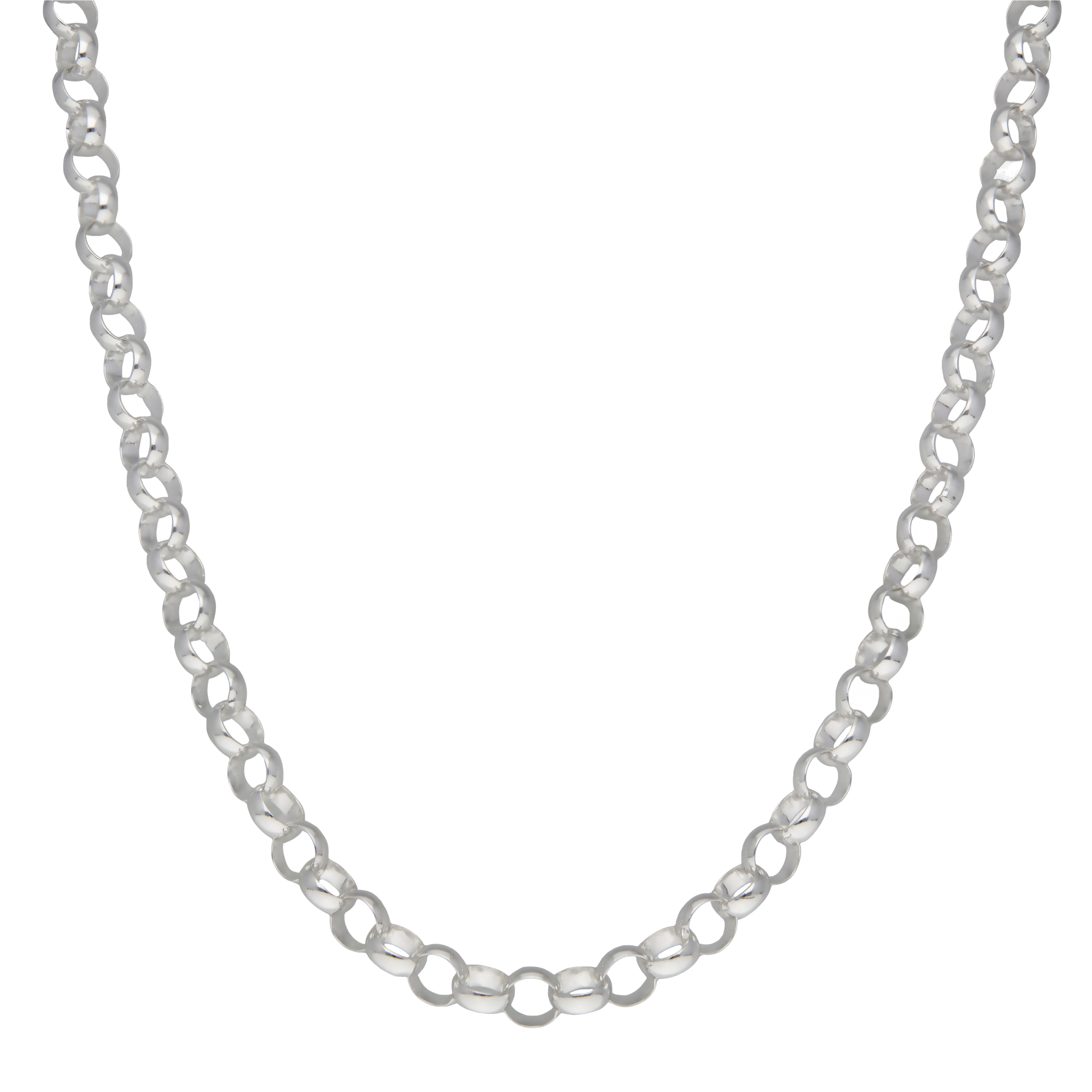 New Sterling Silver 20" Polished Belcher Chain Necklace
