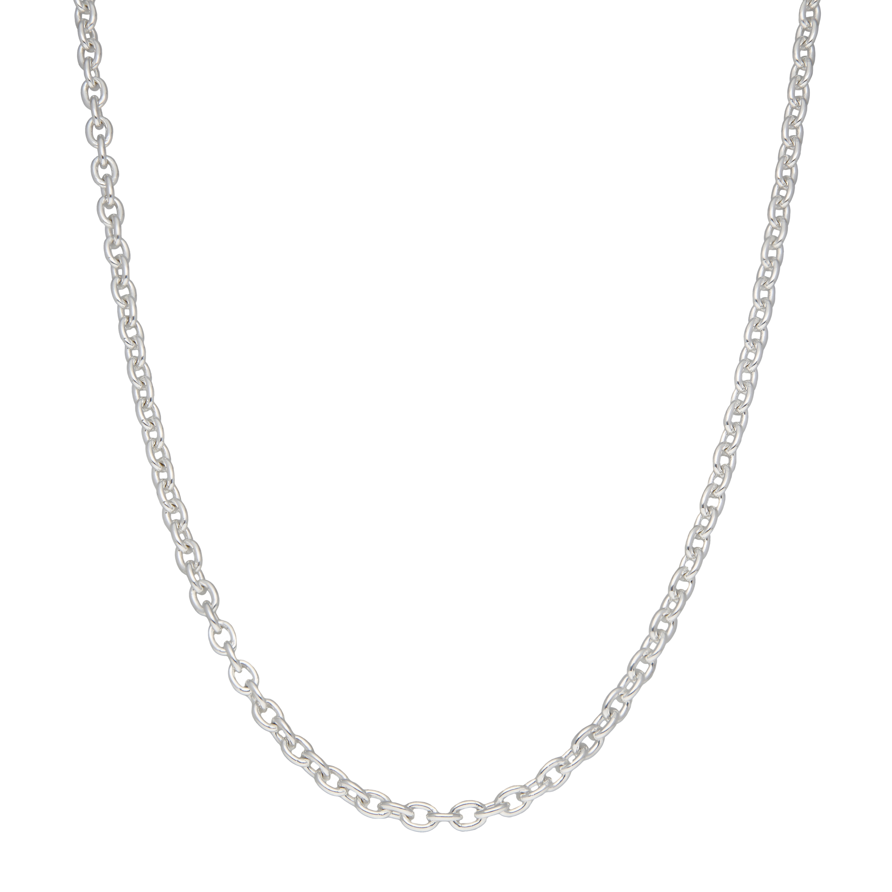 New Sterling Silver 18" Solid Oval Belcher Chain Necklace