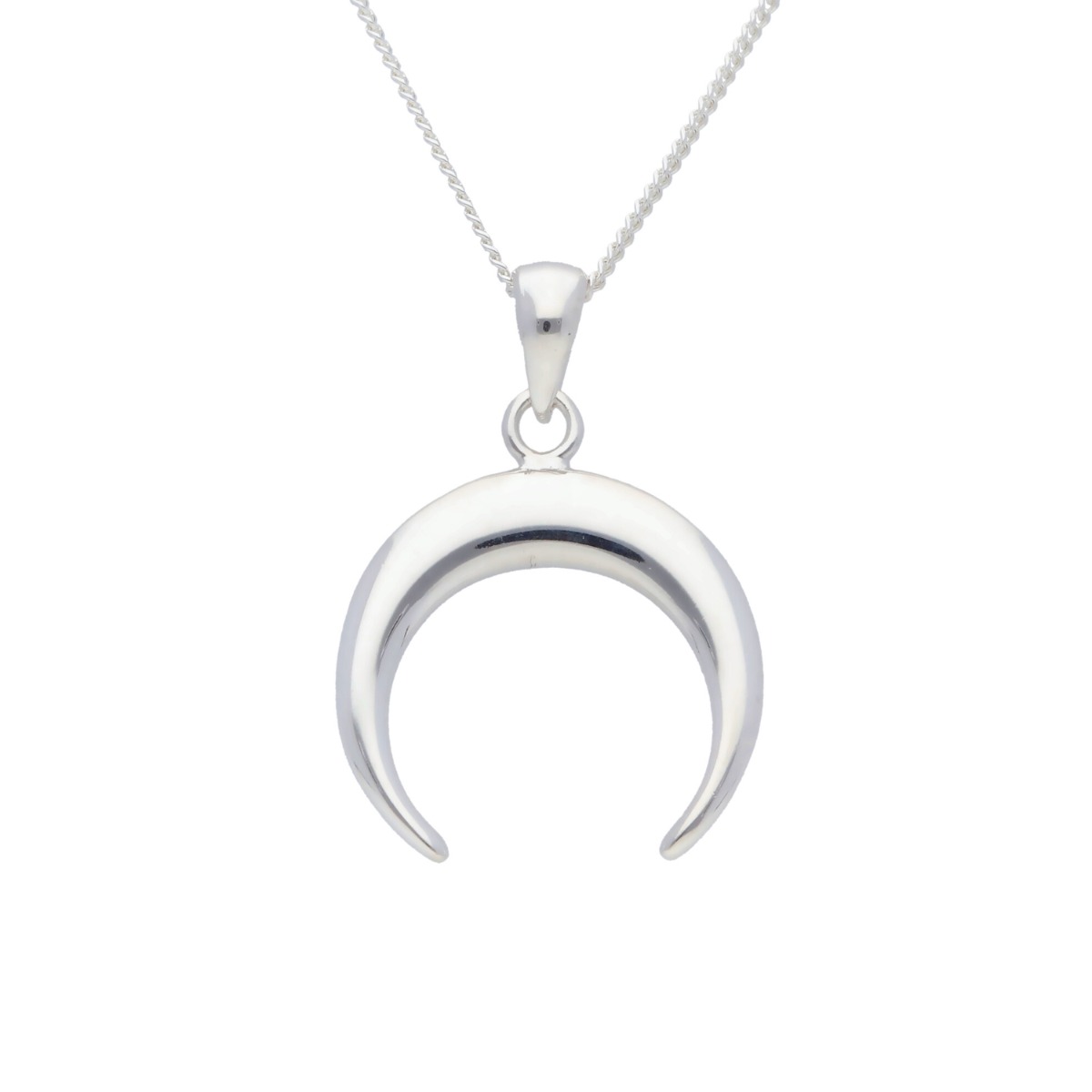 New Sterling Silver Crescent Moon Pendant & 18" Chain Necklace