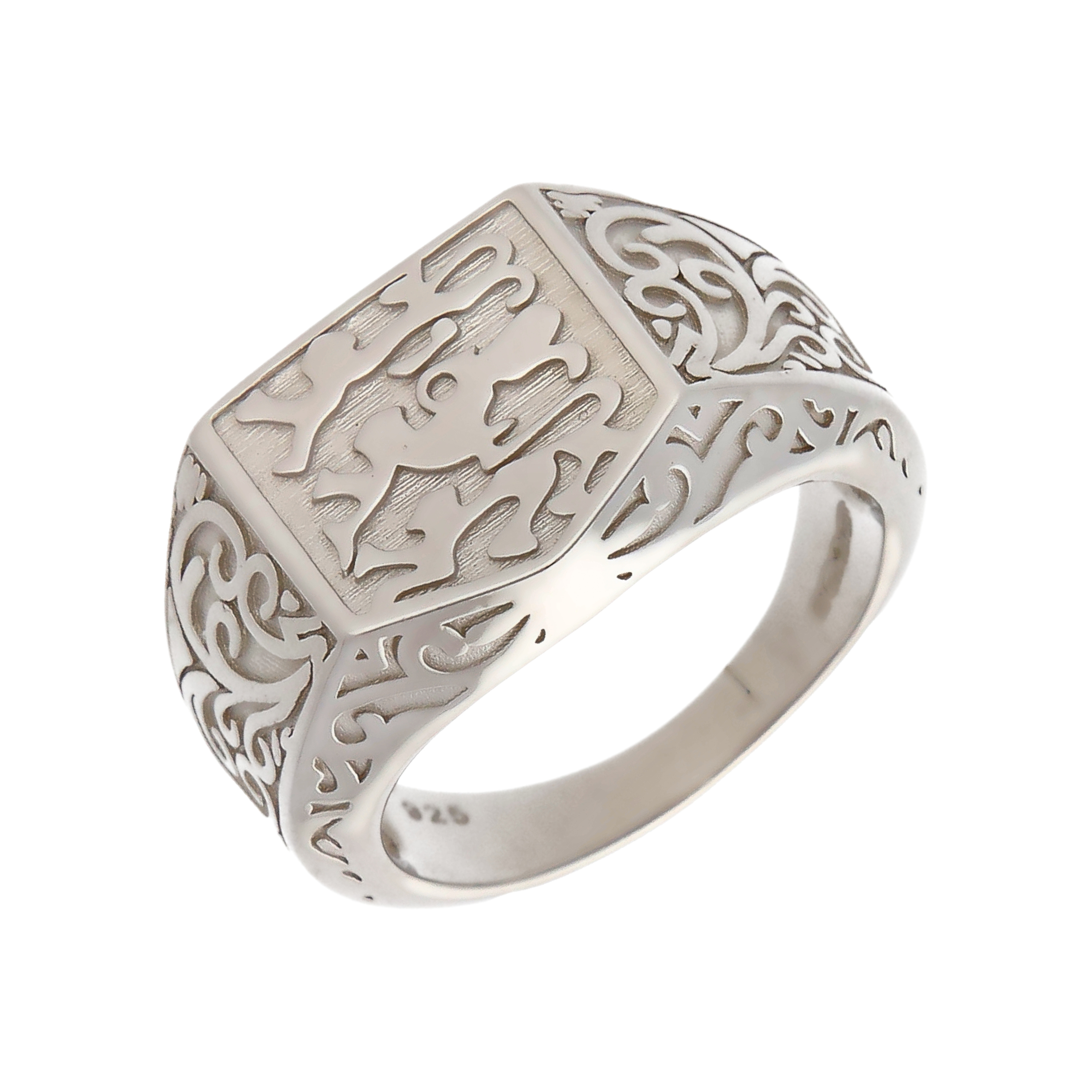 New Sterling Silver 3 Lions England Signet Ring