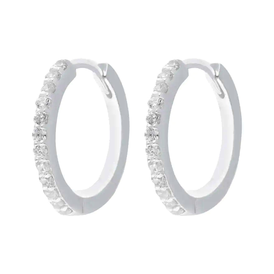 New Sterling Silver Cubic Zirconia 15mm Huggie Hoop Earrings