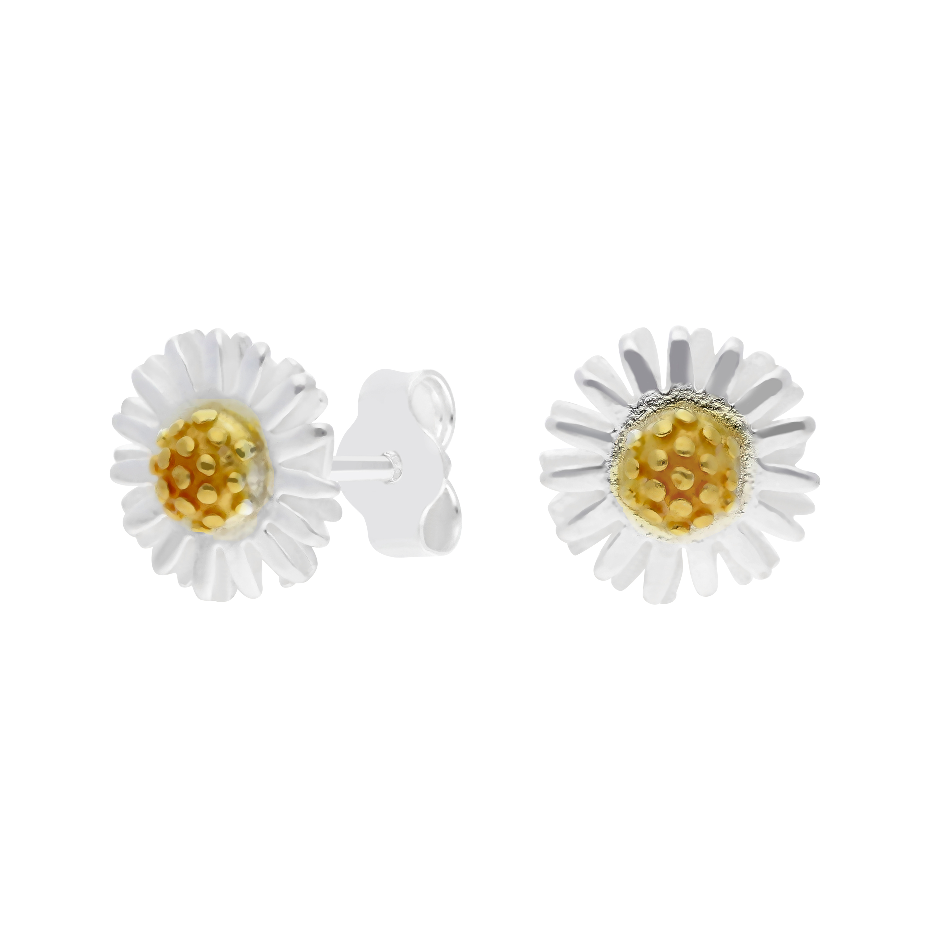 New 2 Colour Sterling Silver Daisy Stud Earrings