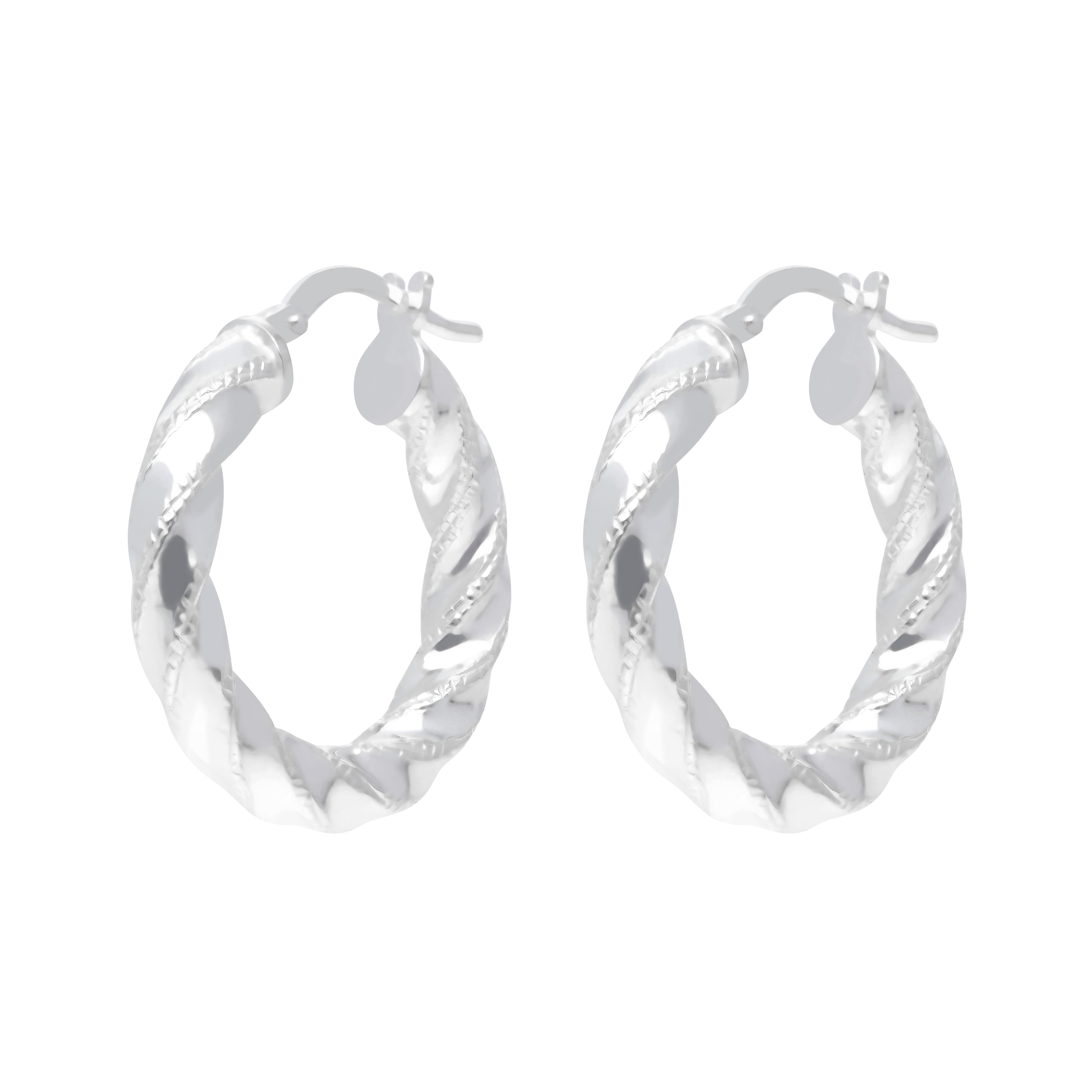 New Sterling Silver 22mm Twist Hoop Creole Earrings