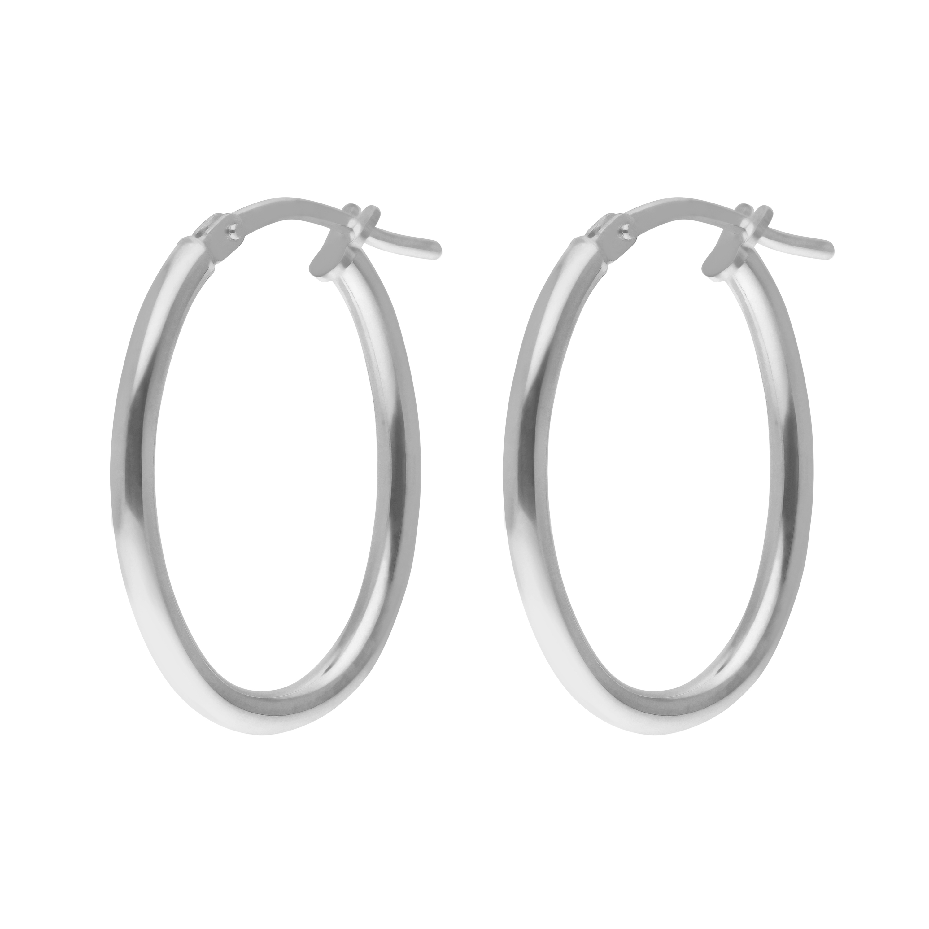 New Sterling Silver Oval Hoop Creole Earrings