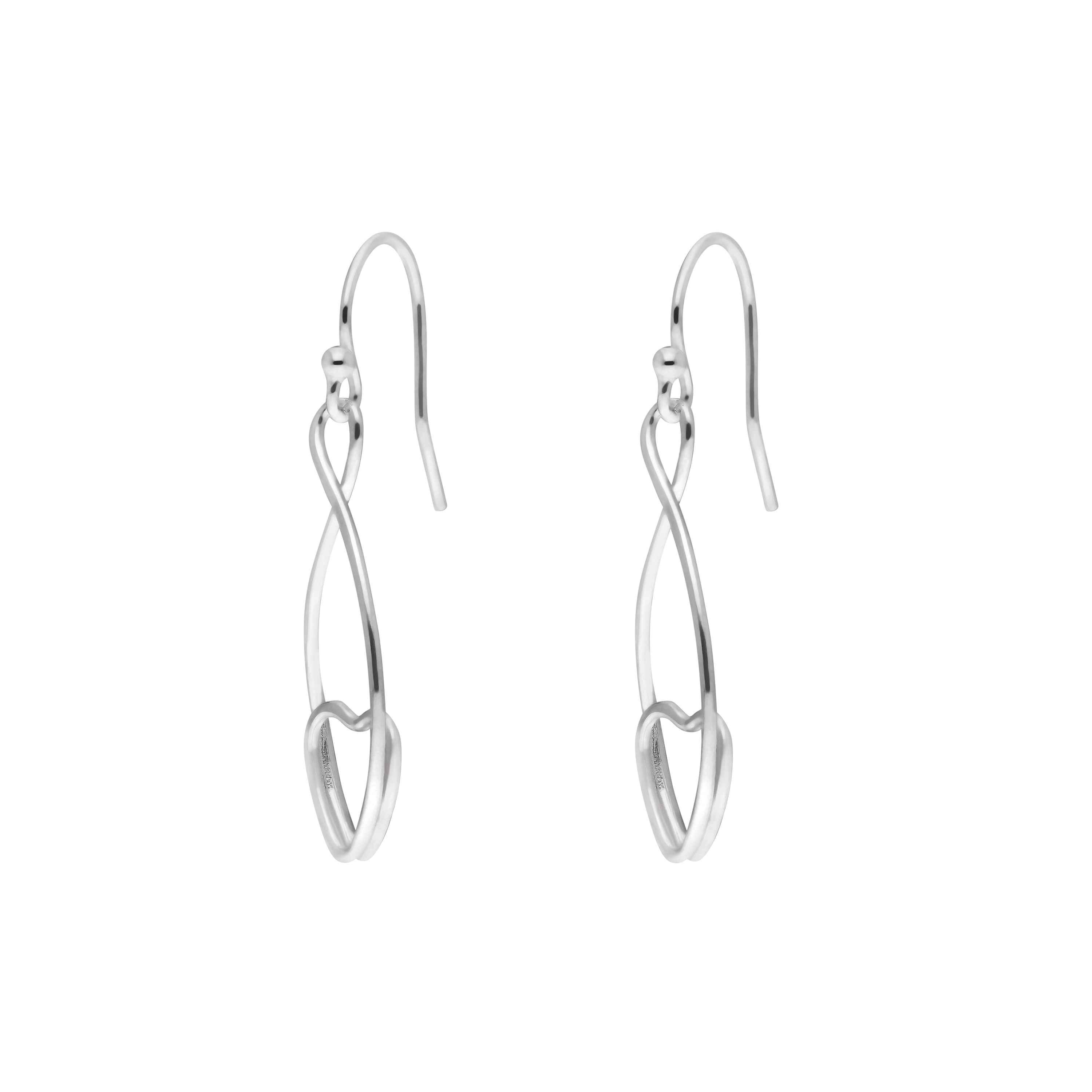 New Sterling Silver Infinity Heart Drop Earrings