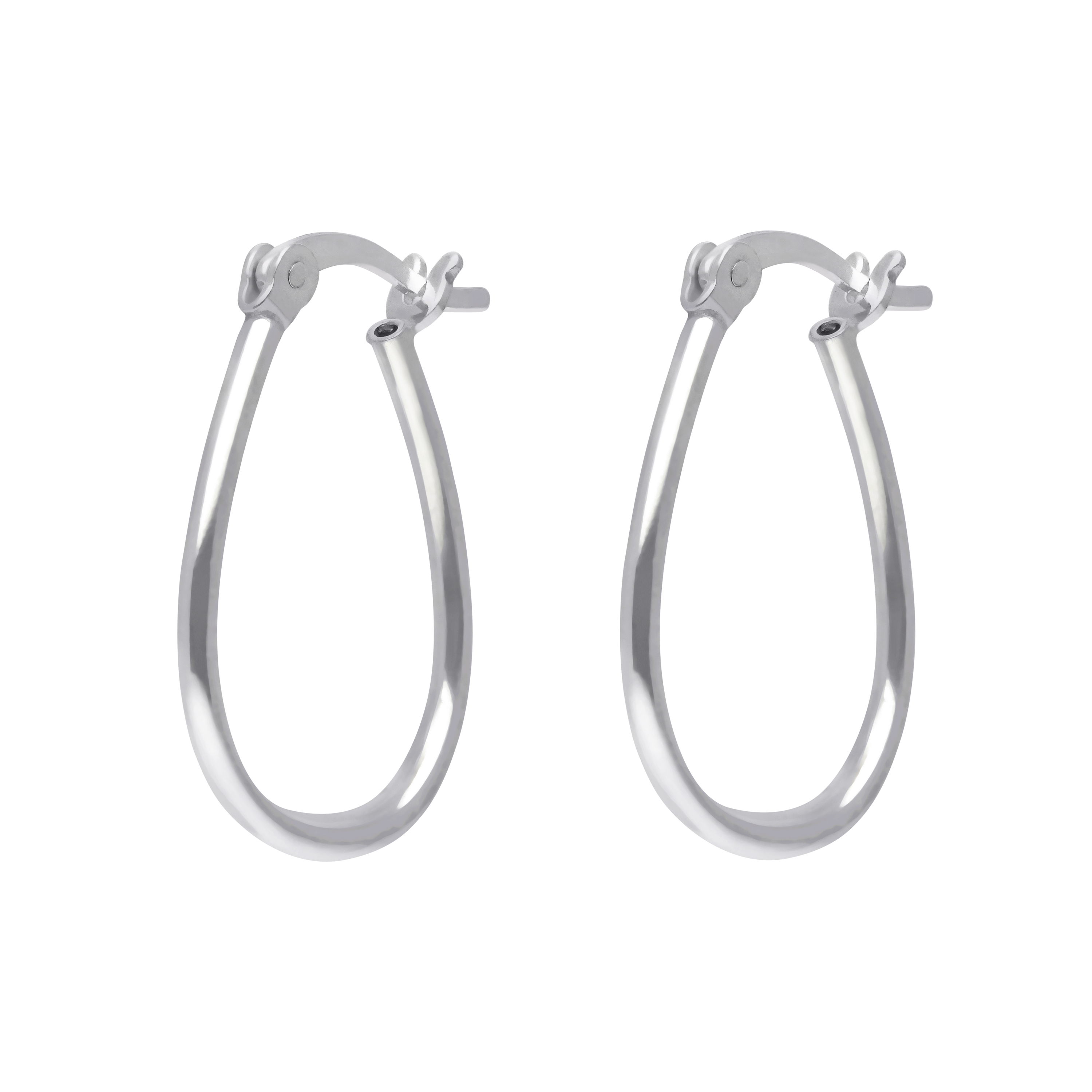 New Sterling Silver Oval Creole Earrings