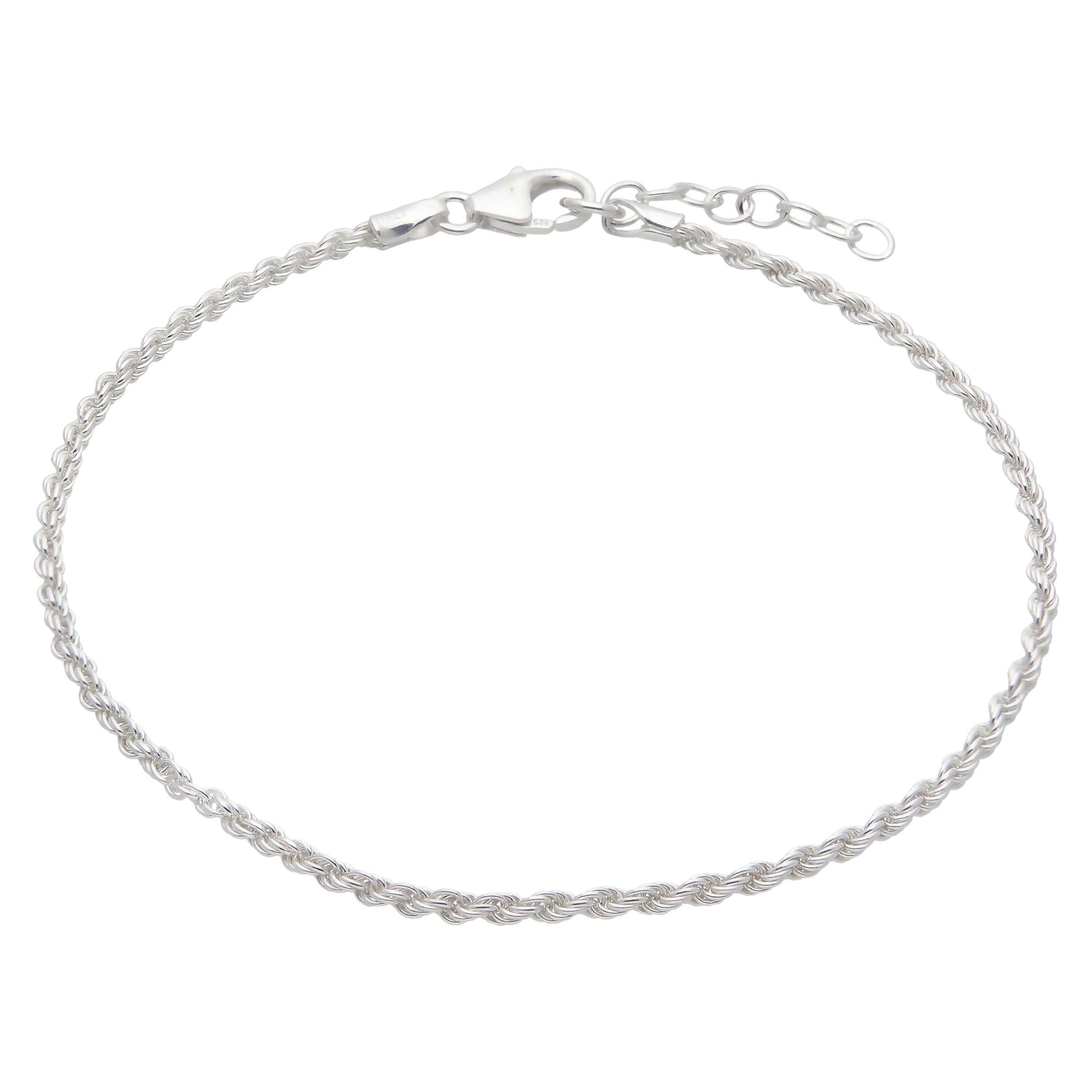 New Sterling Silver 7.5 Inch Rope Bracelet