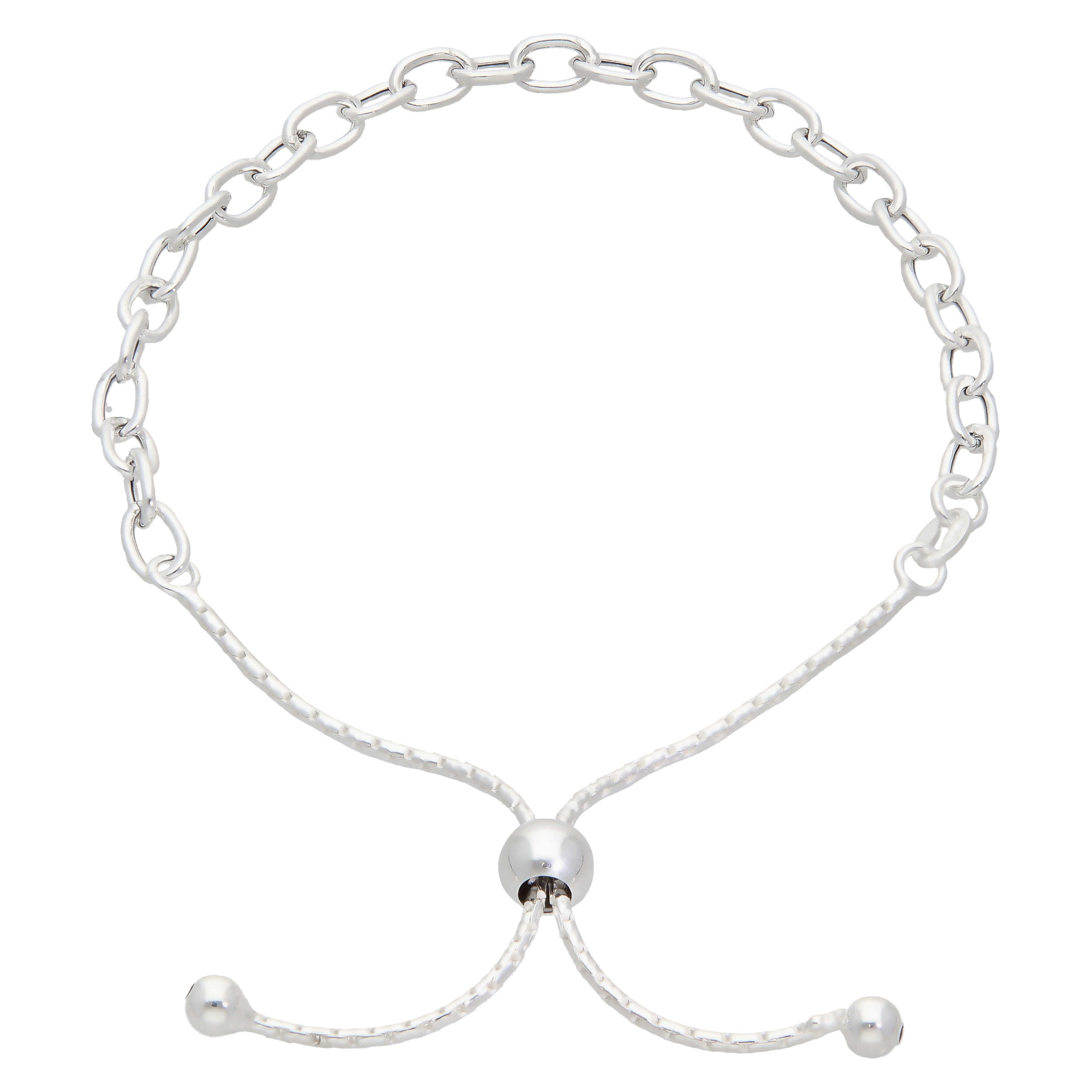 New Sterling Silver Oval Link Toggle Slider Bracelet