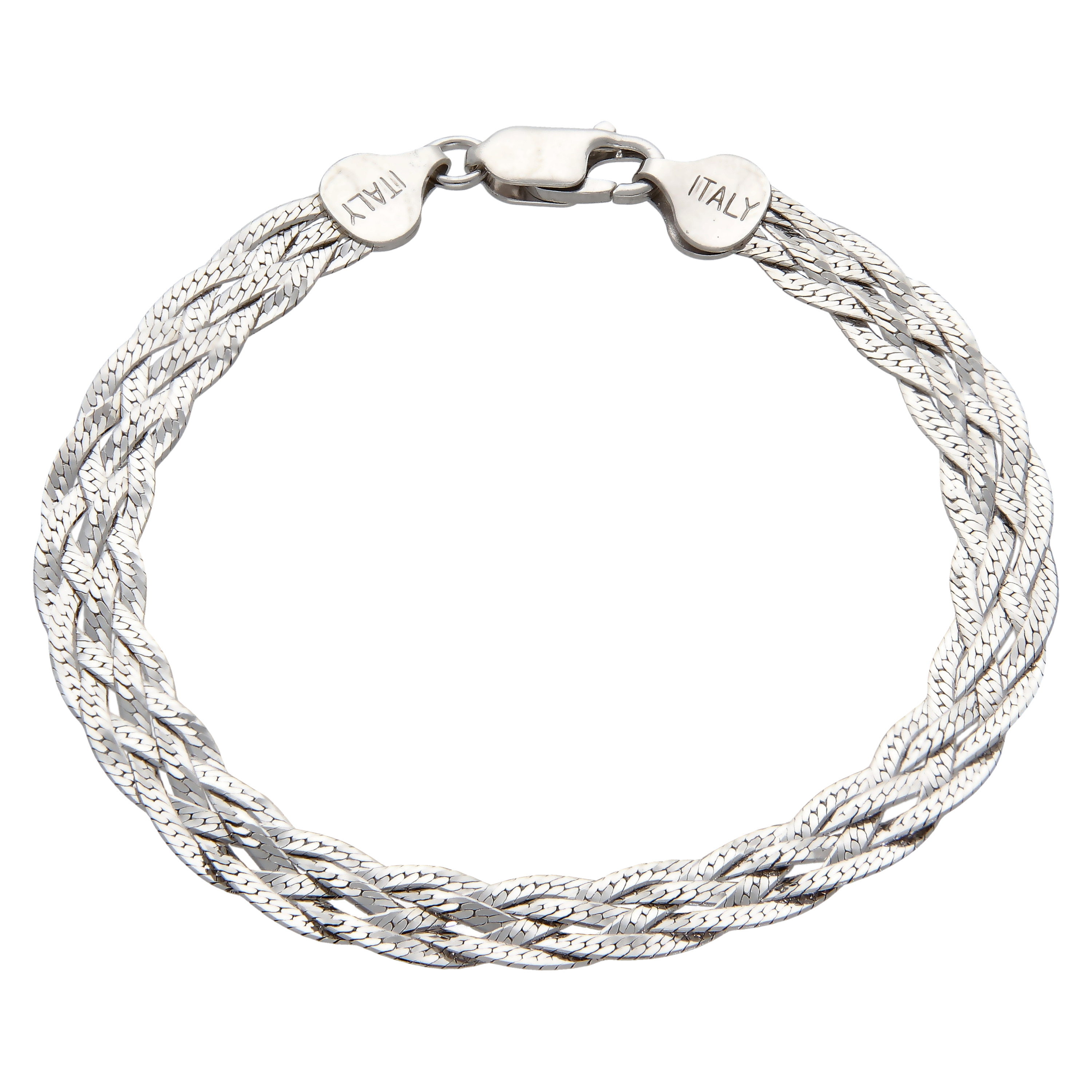 New Sterling Silver 7.5" Woven Herringbone Bracelet