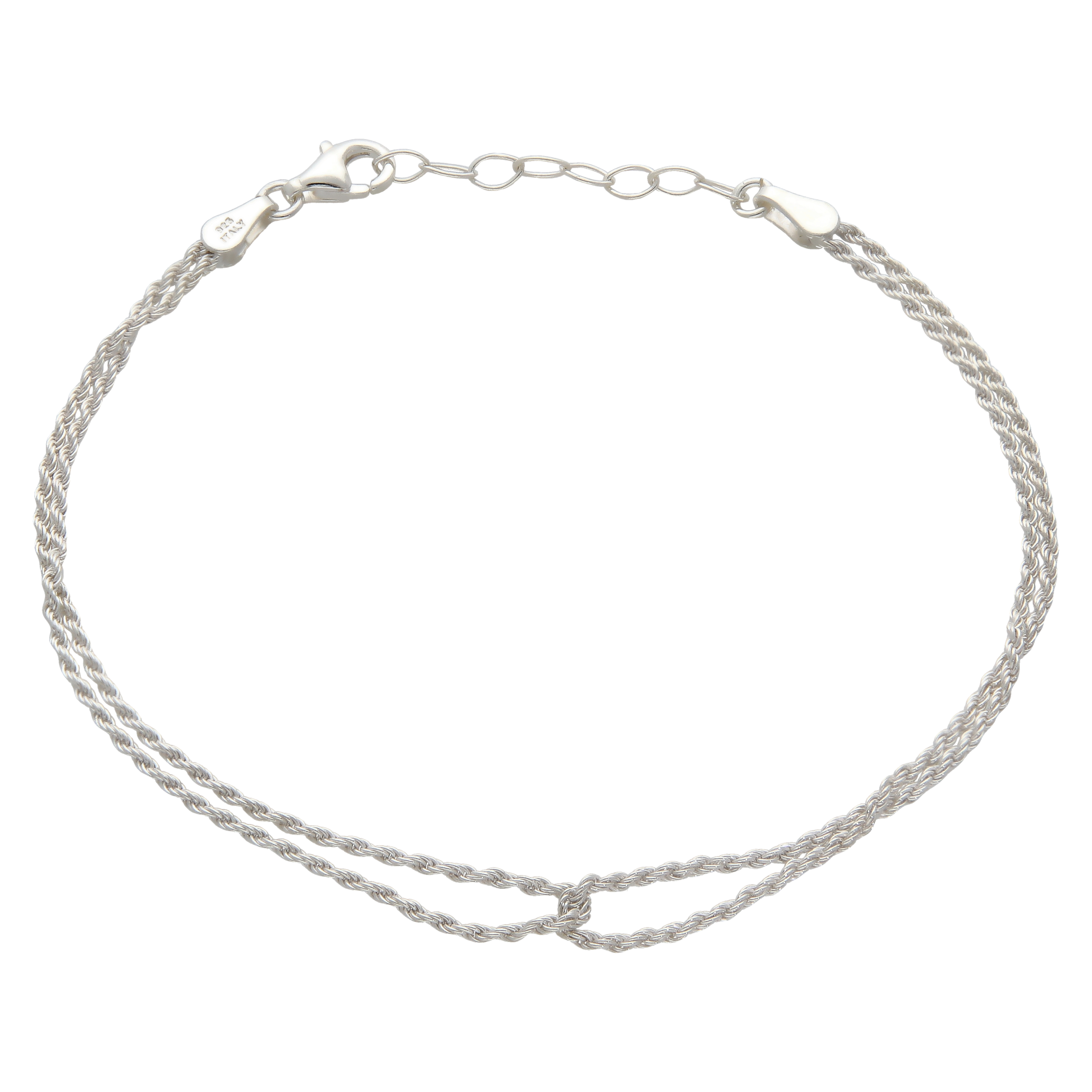 New Sterling Silver Entwined Loop Rope Bracelet