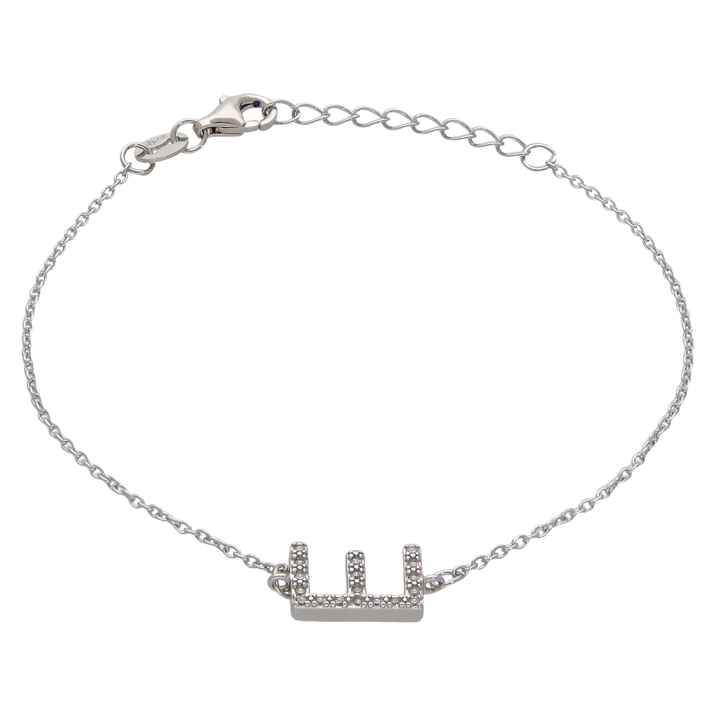 New Sterling Silver Cubic Zirconia Initial E Bracelet