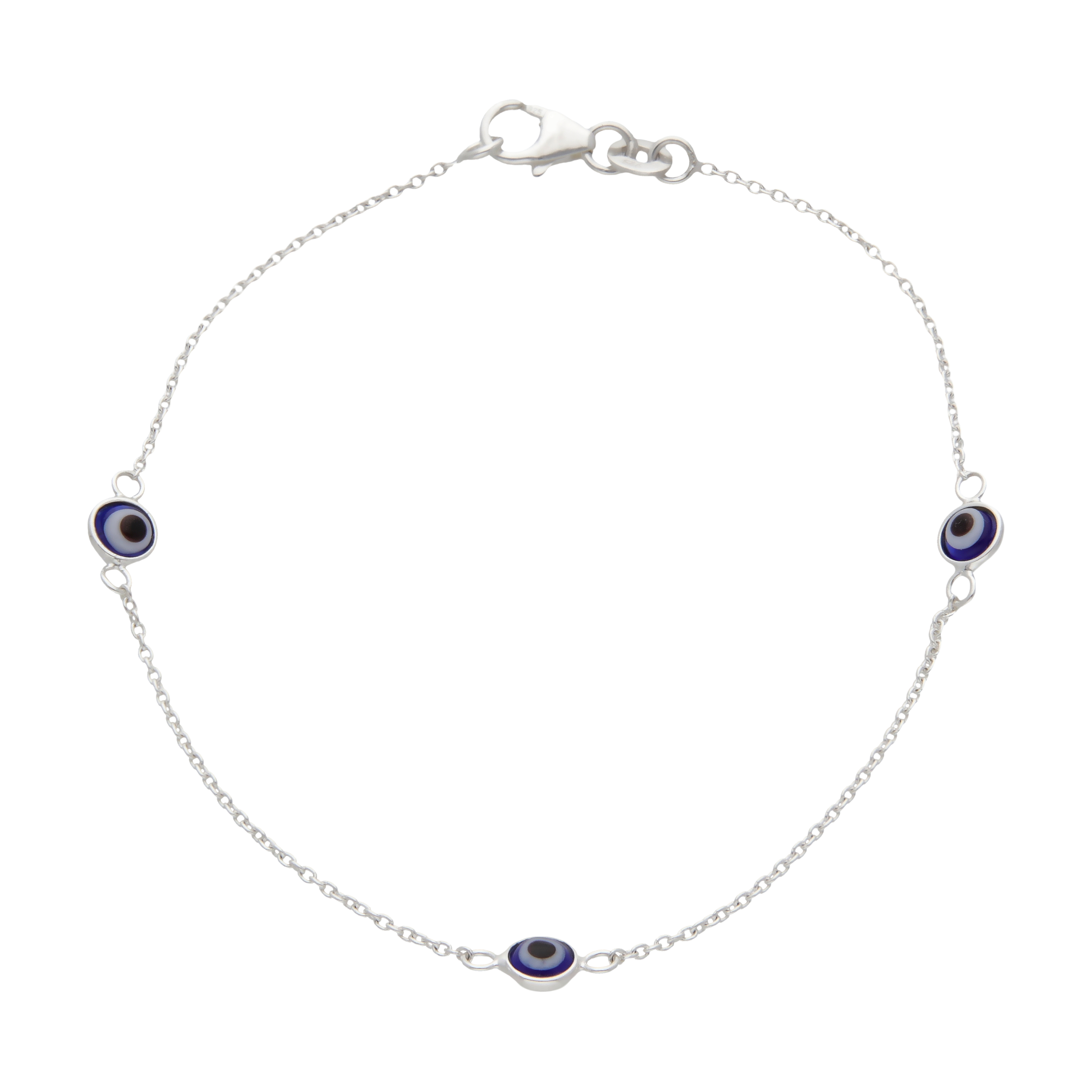 New Sterling Silver 7" Evil Eye Bracelet