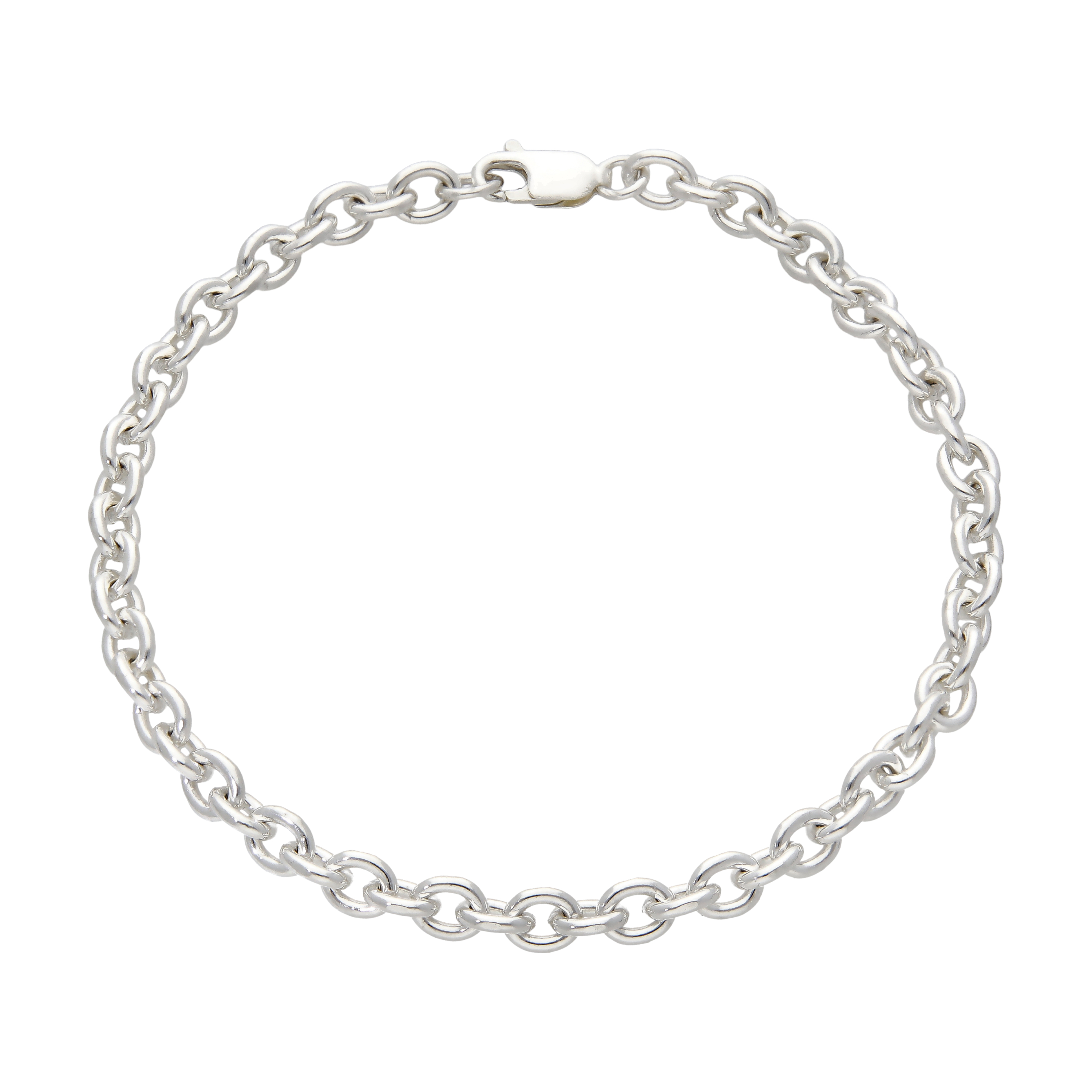 New Sterling Silver 7.5" Solid Oval Belcher Bracelet
