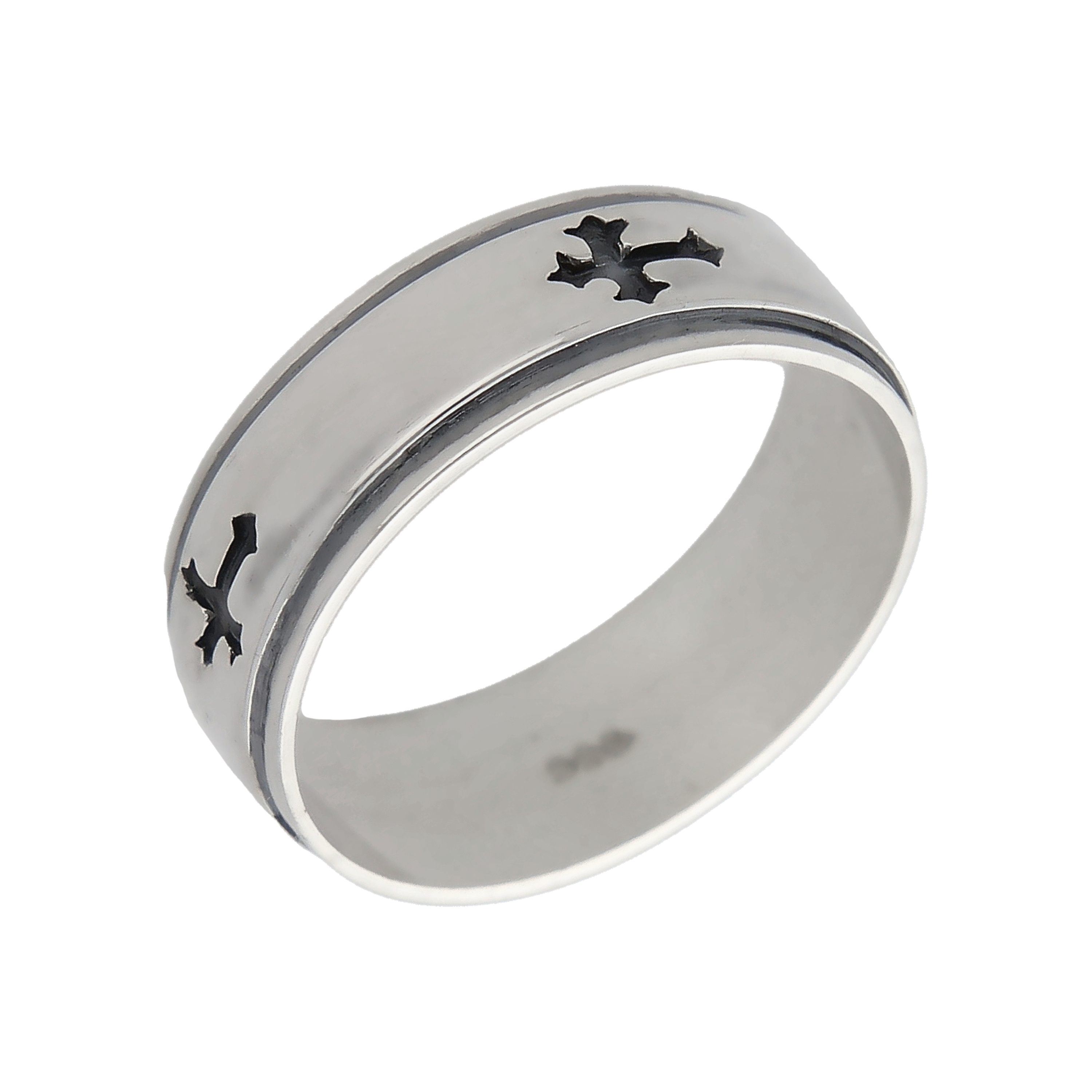 New Sterling Silver Cross Band Ring