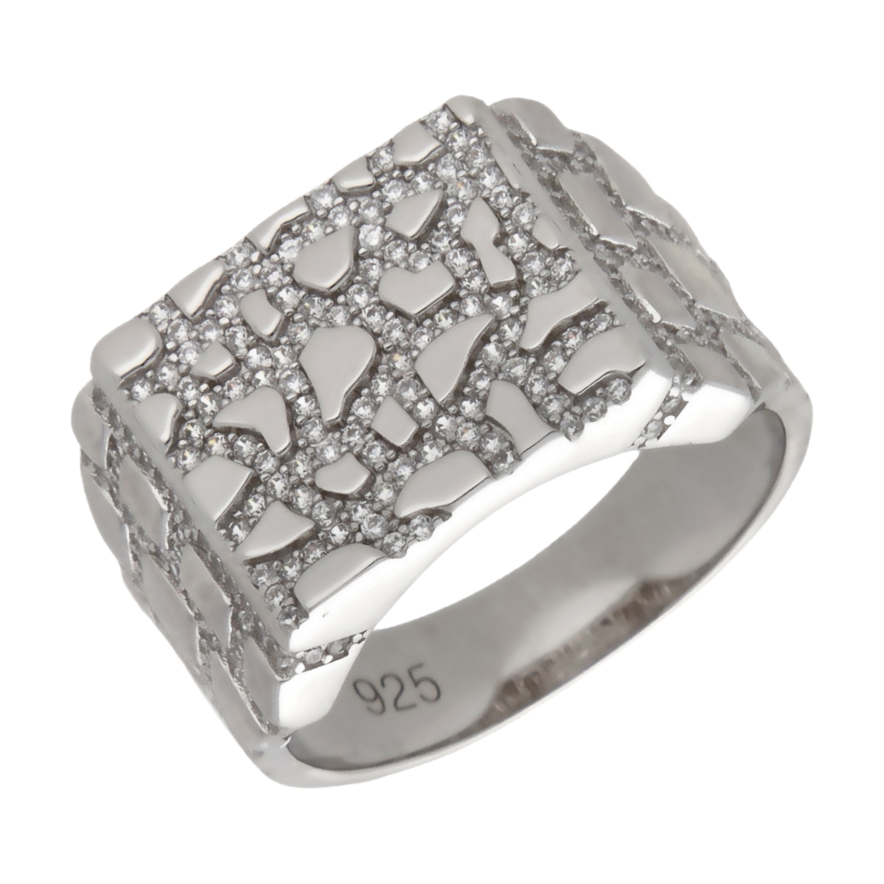 New Sterling Silver Nugget Signet Ring