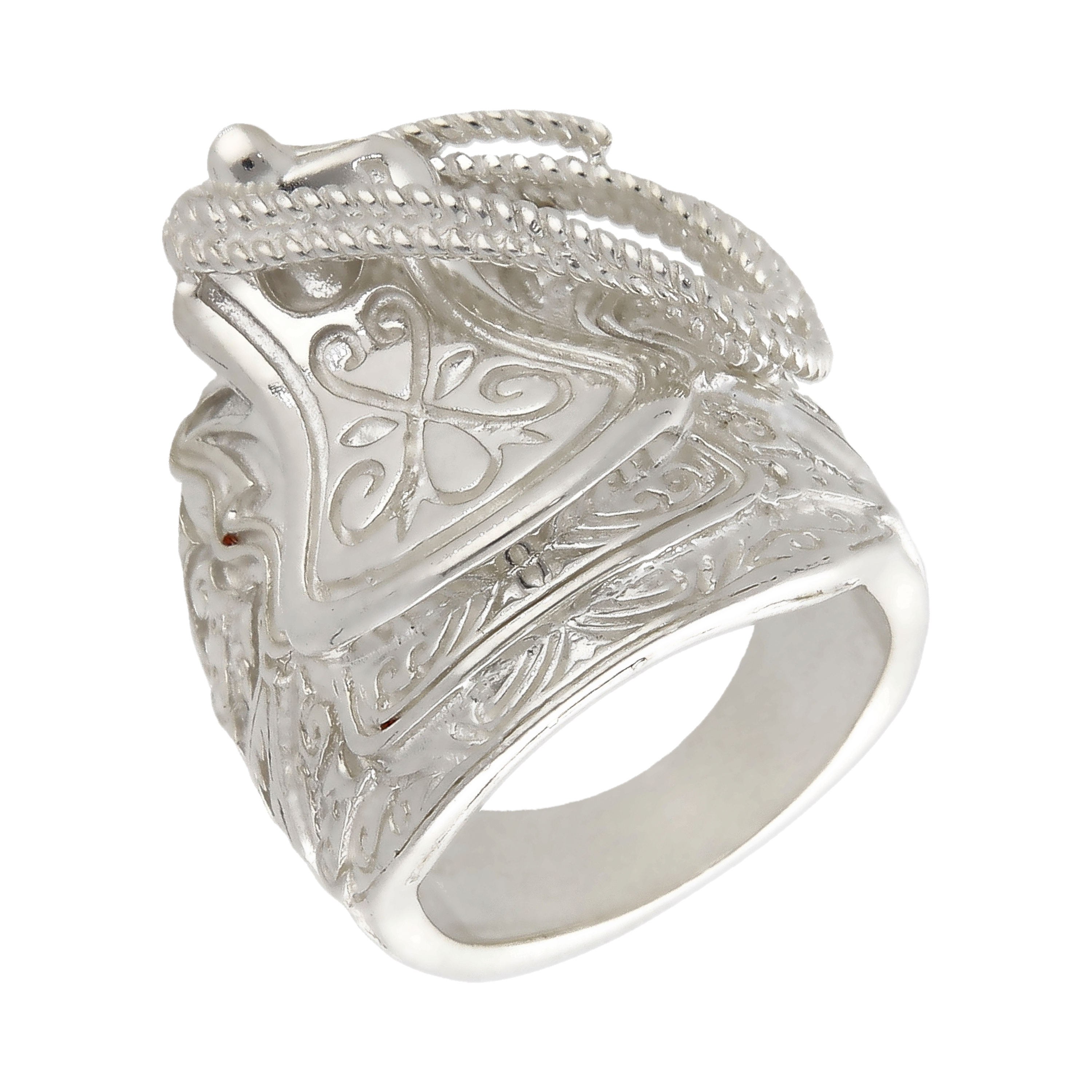 New Sterling Silver Heavy Saddle Ring
