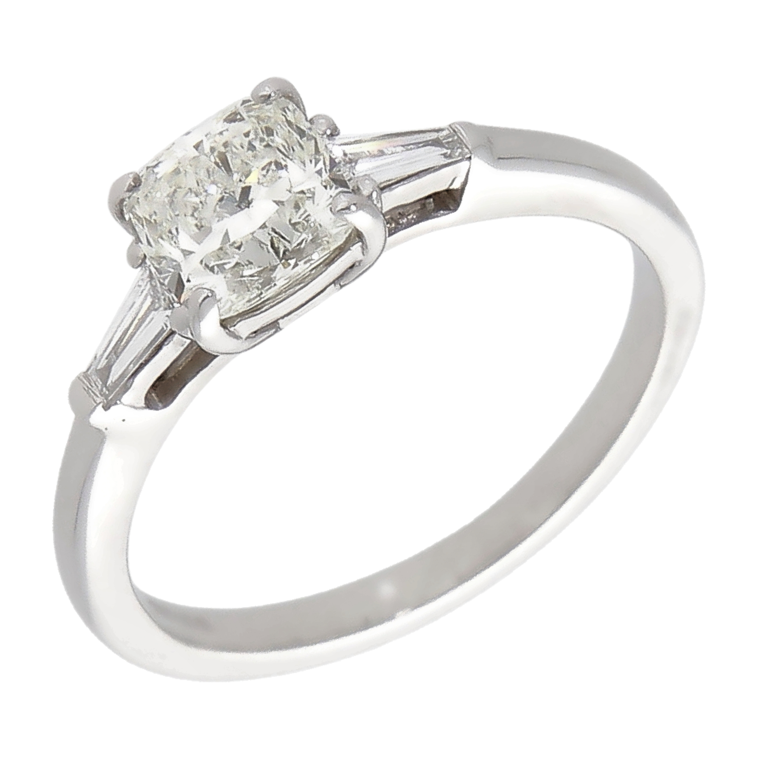 Pre-Owned 14ct White Gold Cushion Cut Diamond Solitaire Ring