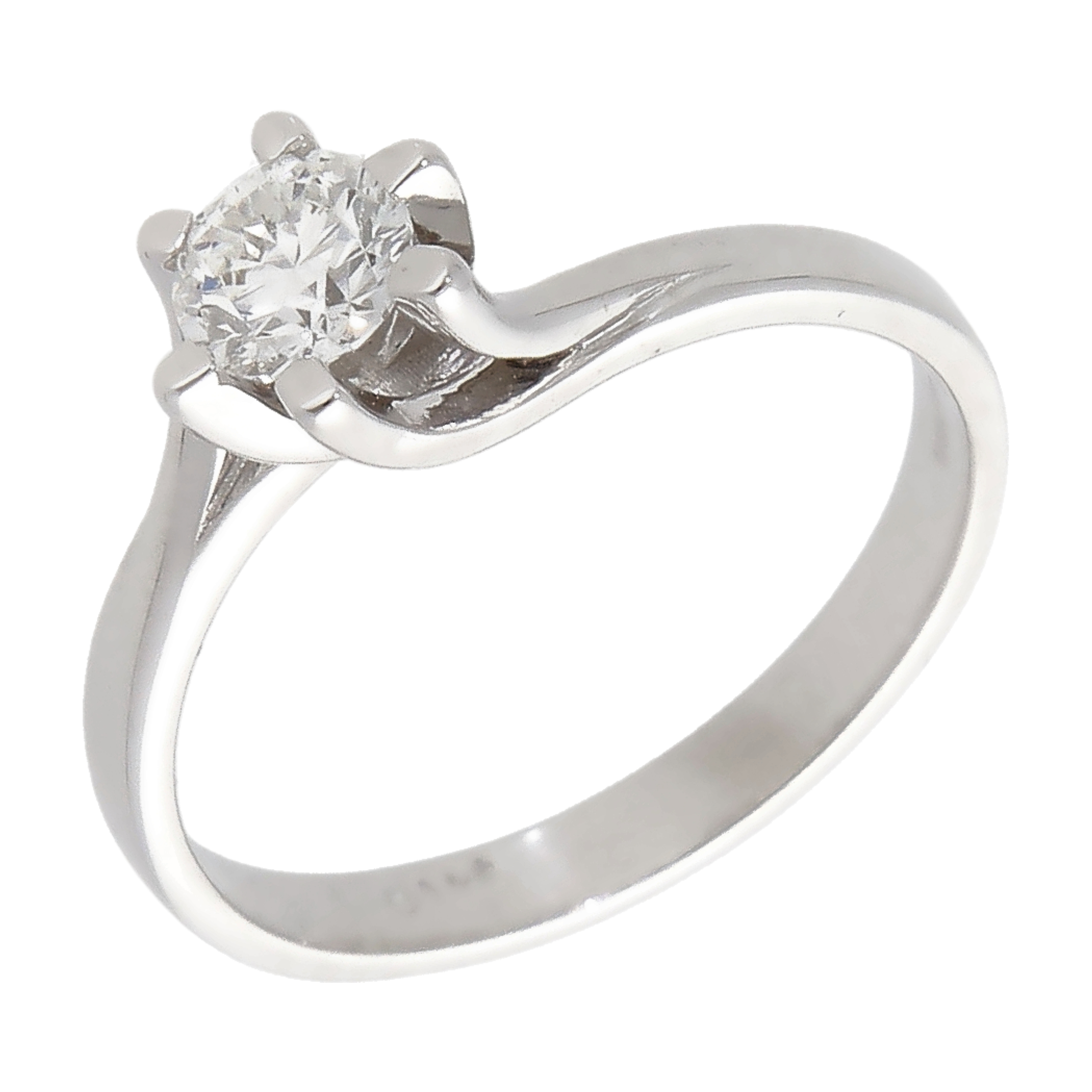 Pre-Owned 18ct White Gold 0.47ct Diamond Solitaire Twist Ring