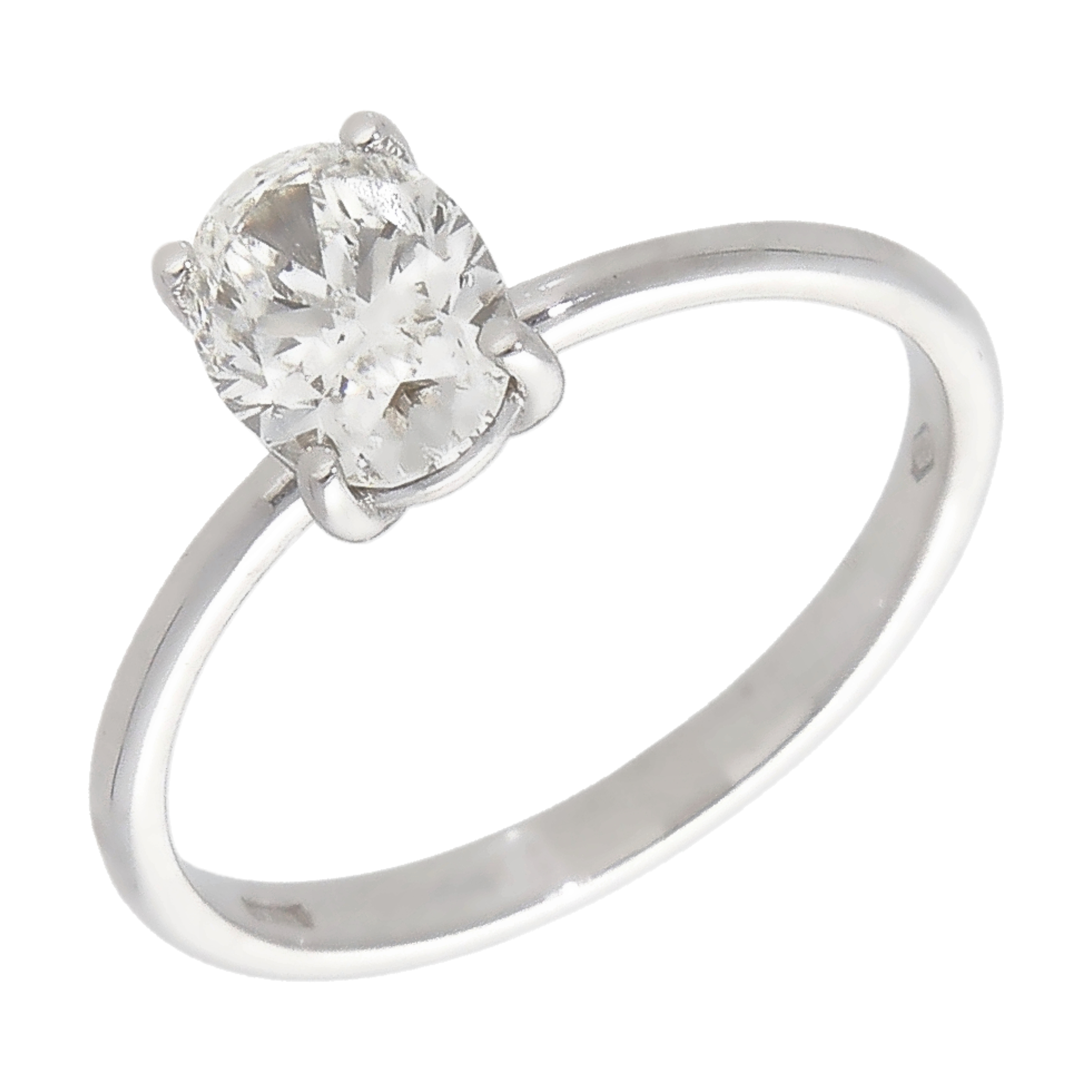 Pre-Owned 18ct White Gold 1.00ct Oval Diamond Solitaire Ring
