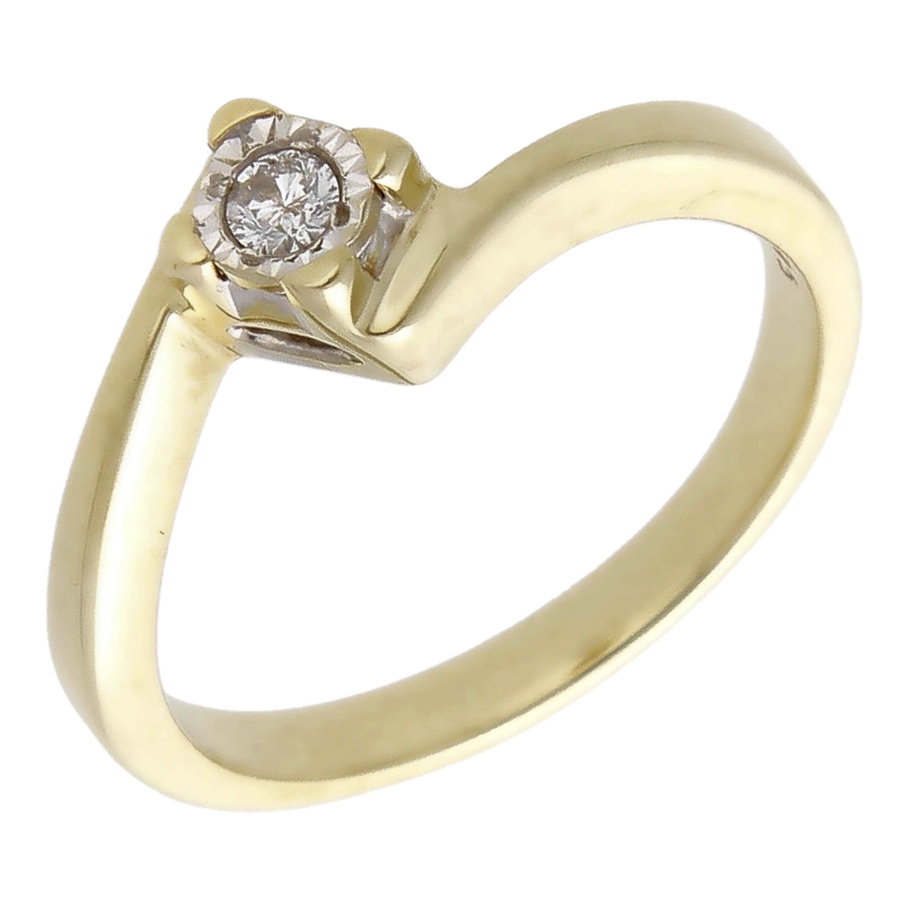 Pre-Owned 9ct Yellow Gold 0.05ct Diamond Solitaire Twist Ring
