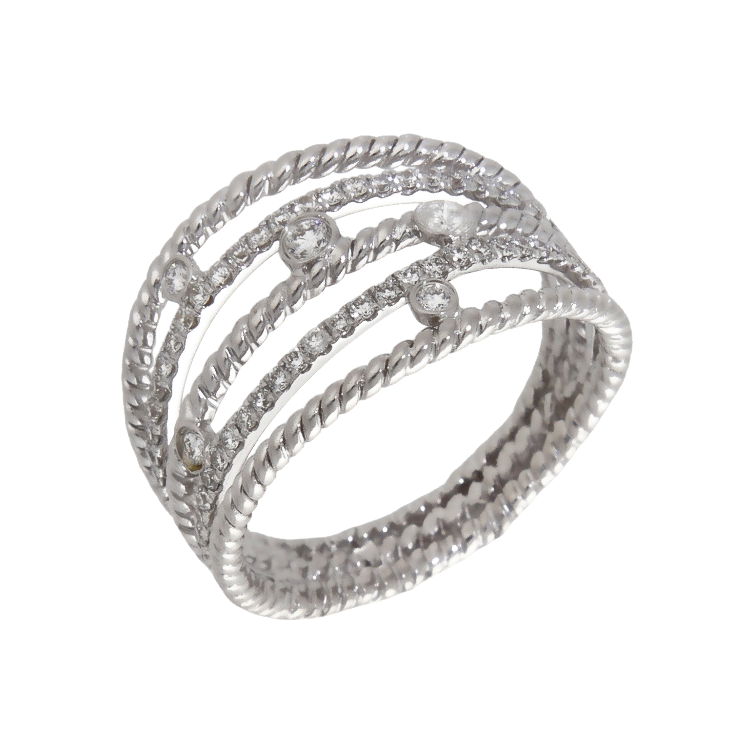 Pre-Owned 18ct White Gold 0.54ct Diamond Multi Row Bubble Ring
