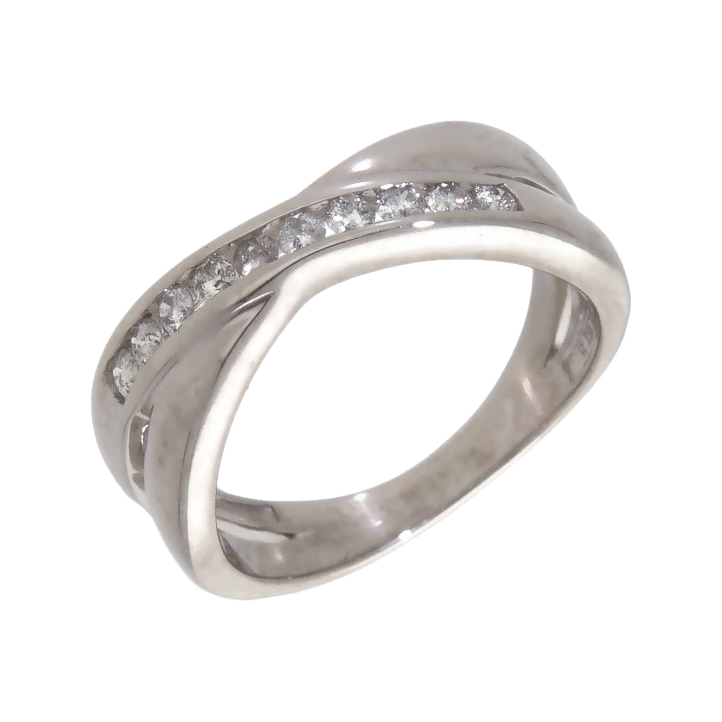 Pre-Owned 9ct White Gold 0.25ct Diamond Crossover Band Ring
