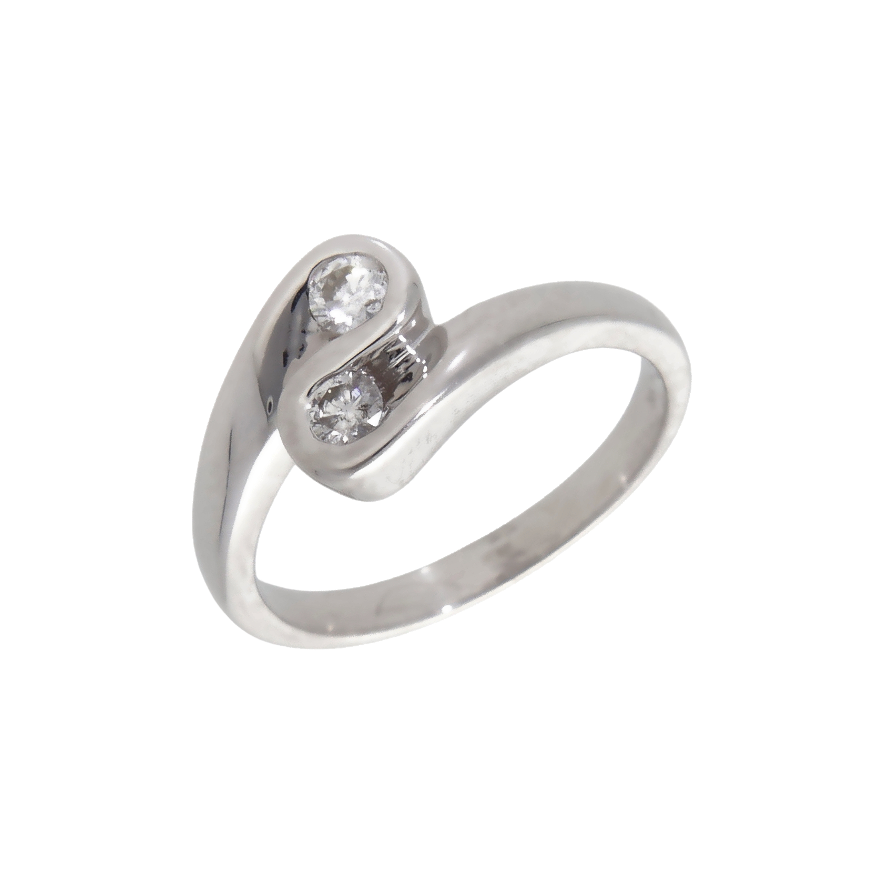 Pre-Owned 9ct White Gold Diamond 2 Stone Twist Ring