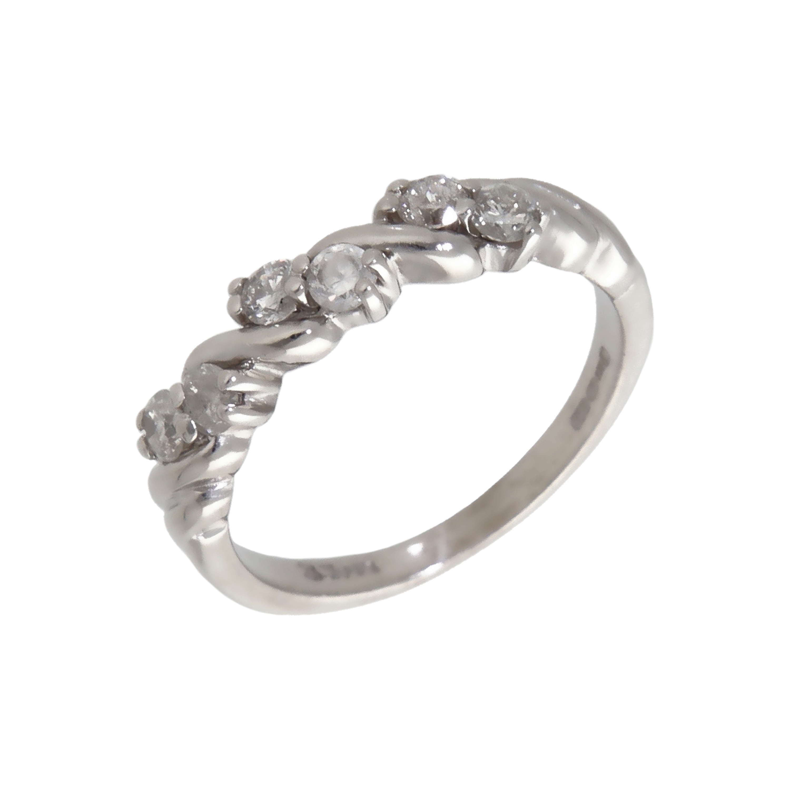 Pre-Owned 9ct White Gold 0.33ct Diamond Twist Wave Ring