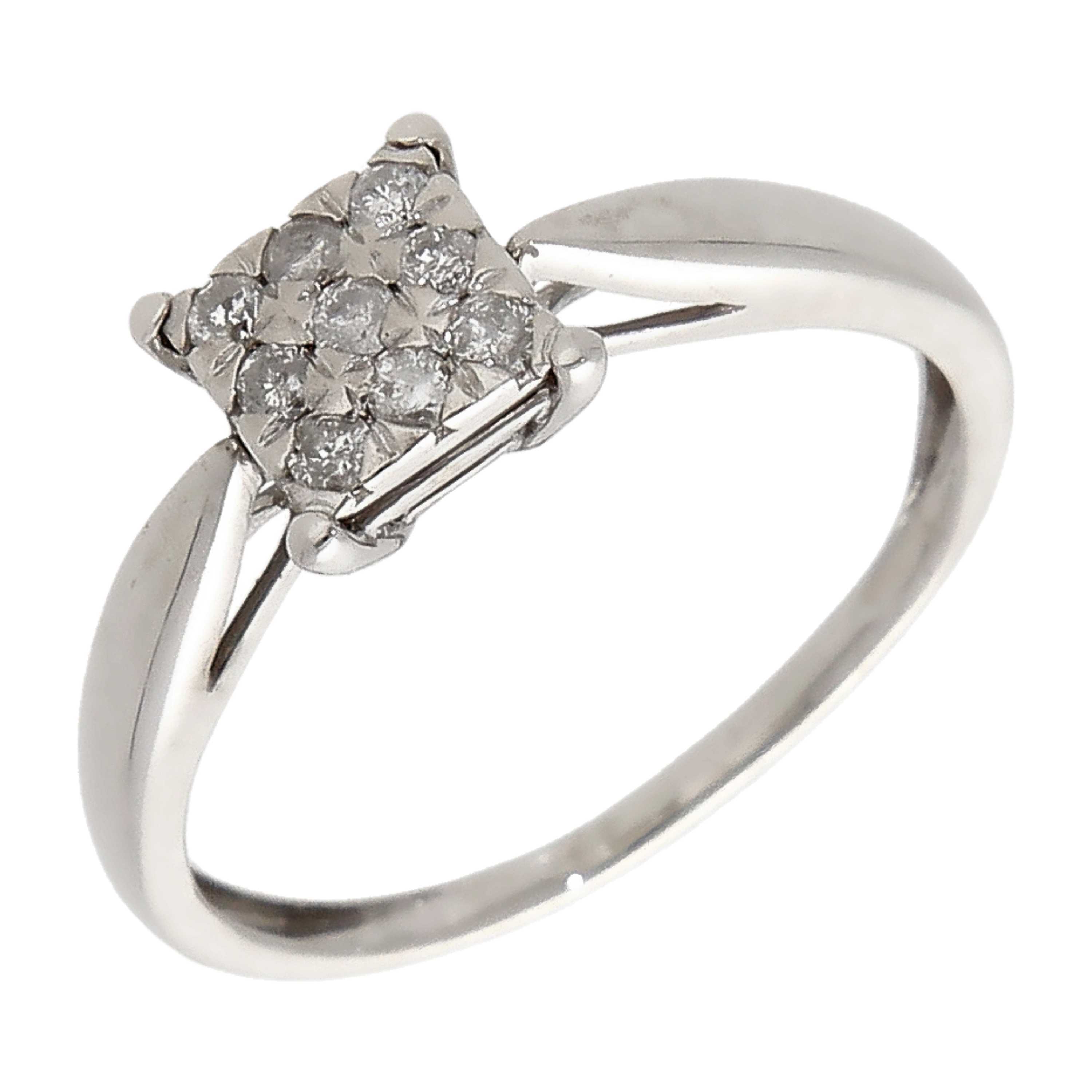 Pre-Owned 9ct White Gold Diamond Square Cluster Ring