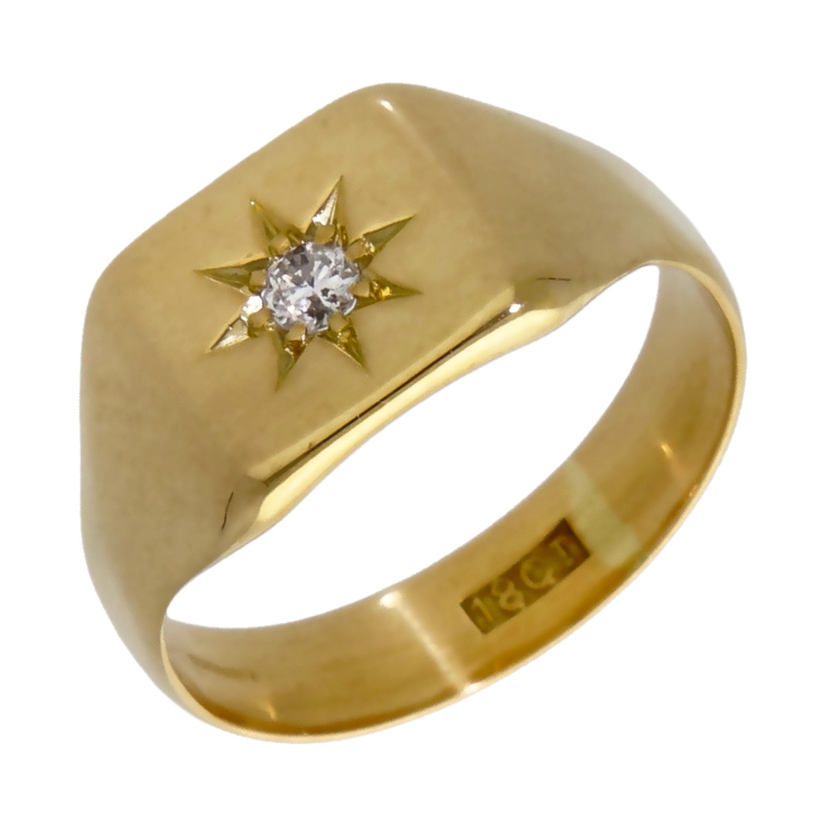 Pre-Owned 18ct Yellow Gold Diamond Signet Ring