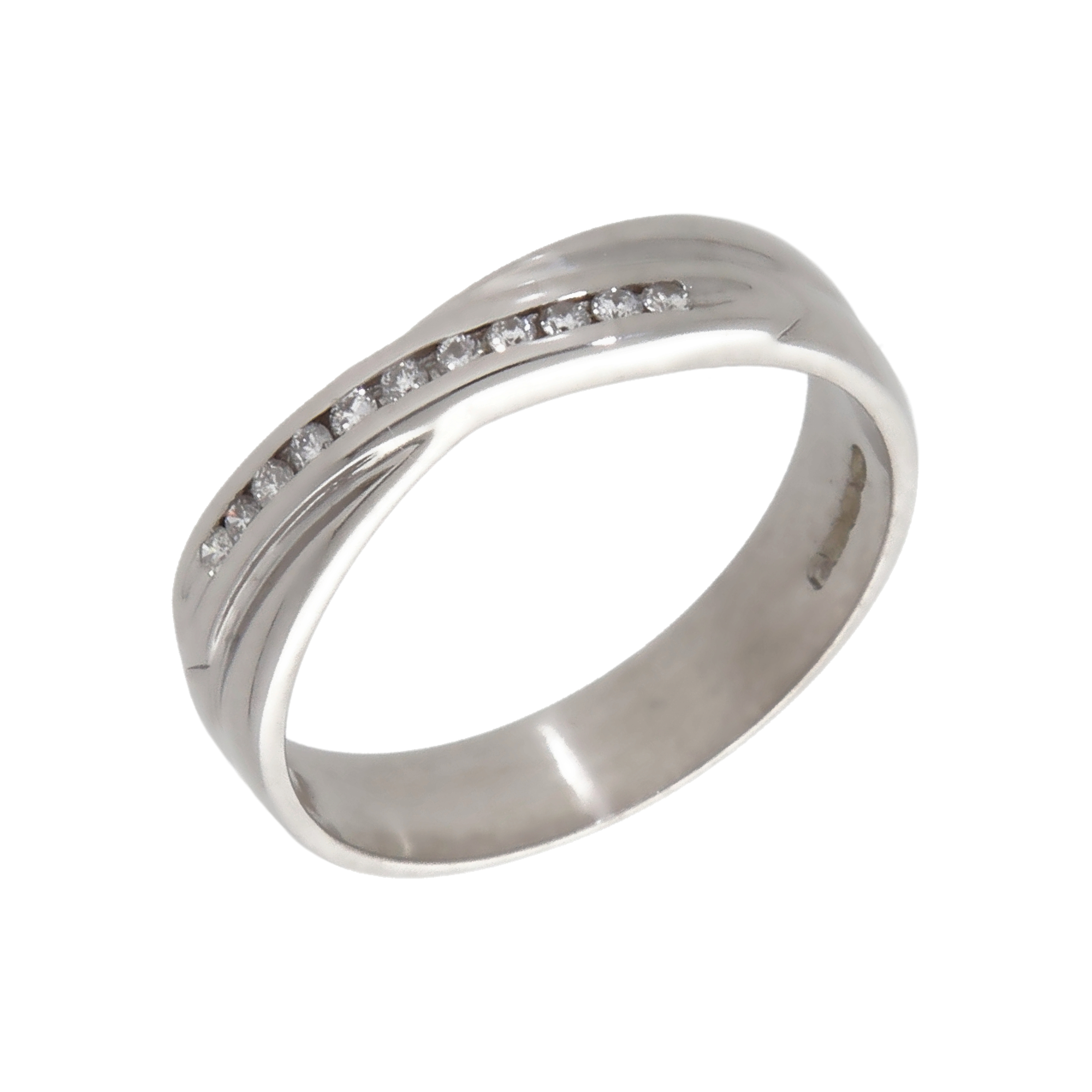 Pre-Owned 18ct White Gold Diamond Crossover Wave Band Ring