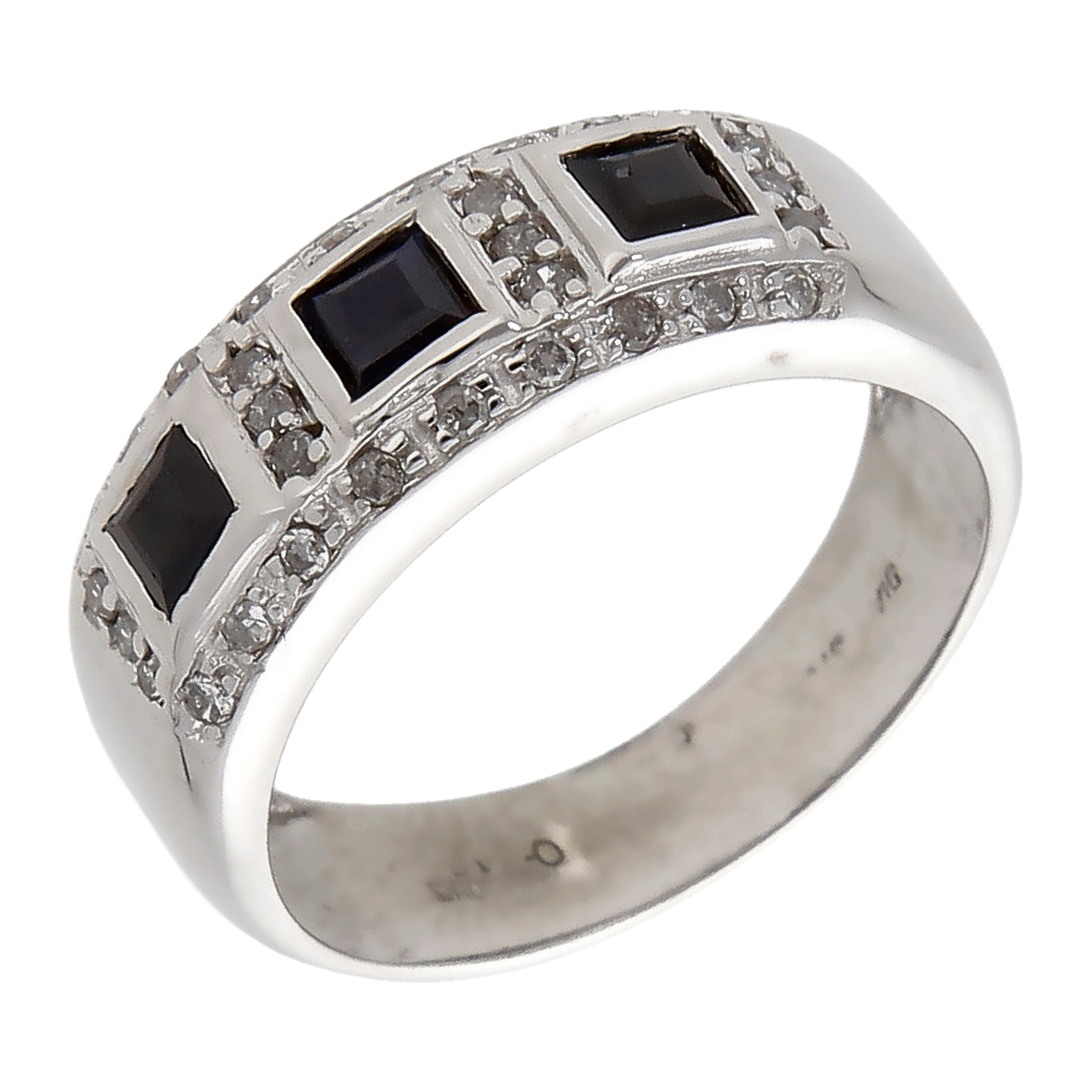 Pre-Owned 9ct Gold Sapphire & Diamond Trilogy Band Dress Ring